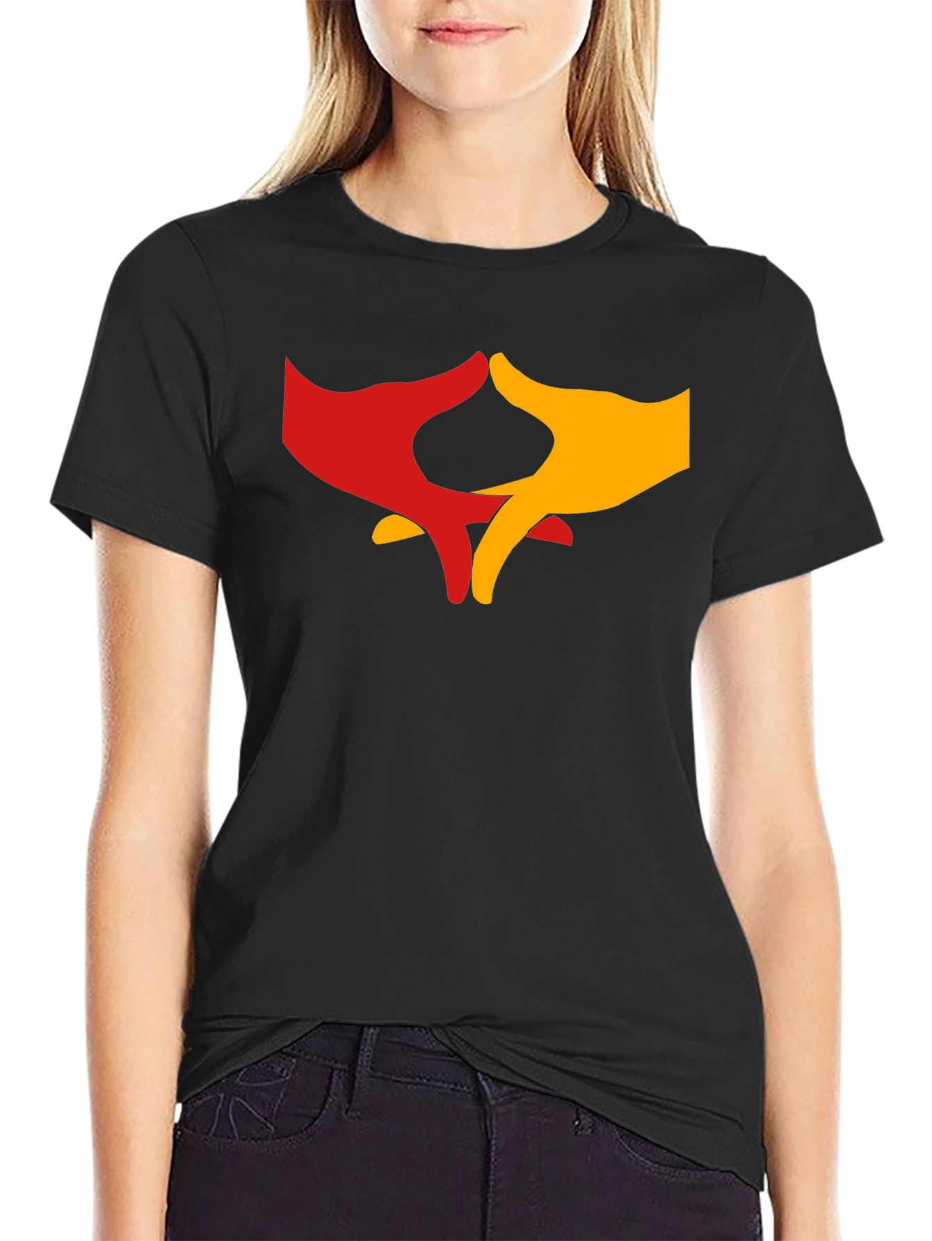 Black T-Shirt with Hands Graphic Print