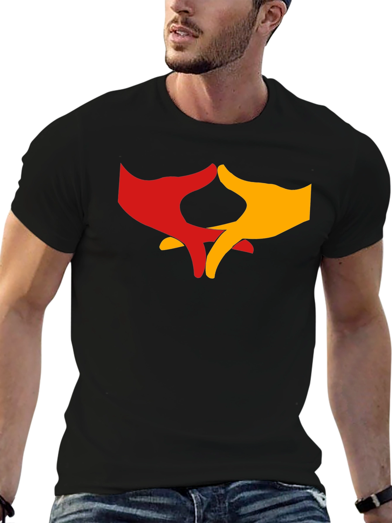 Black T-Shirt with Hands Graphic Print