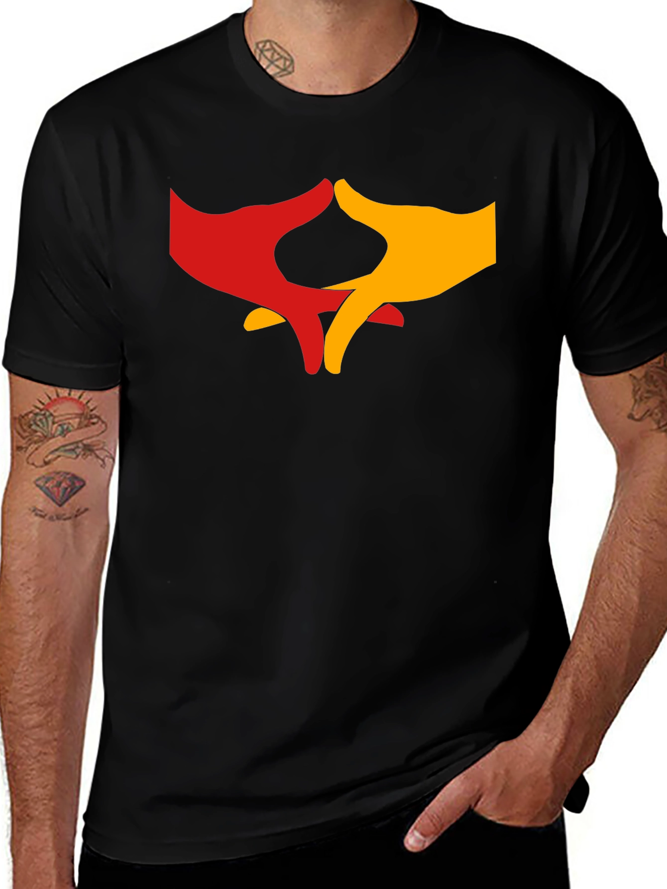 Black T-Shirt with Hands Graphic Print