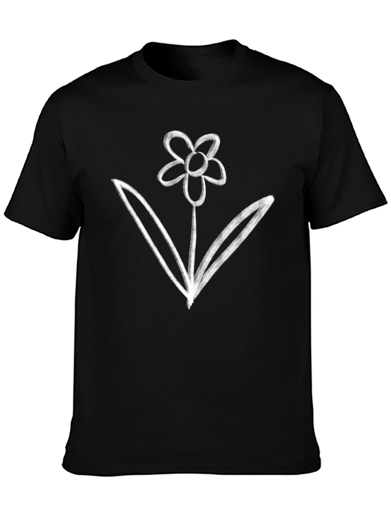 Minimalist Flower Graphic Black T-Shirt