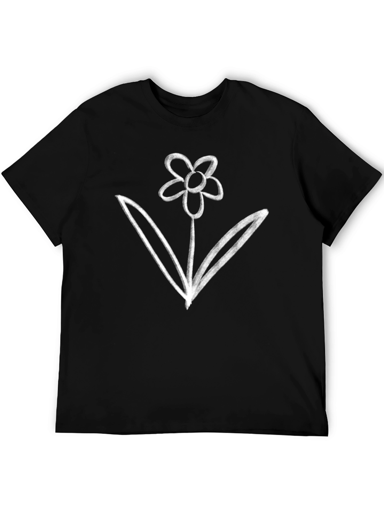 Minimalist Flower Graphic Black T-Shirt