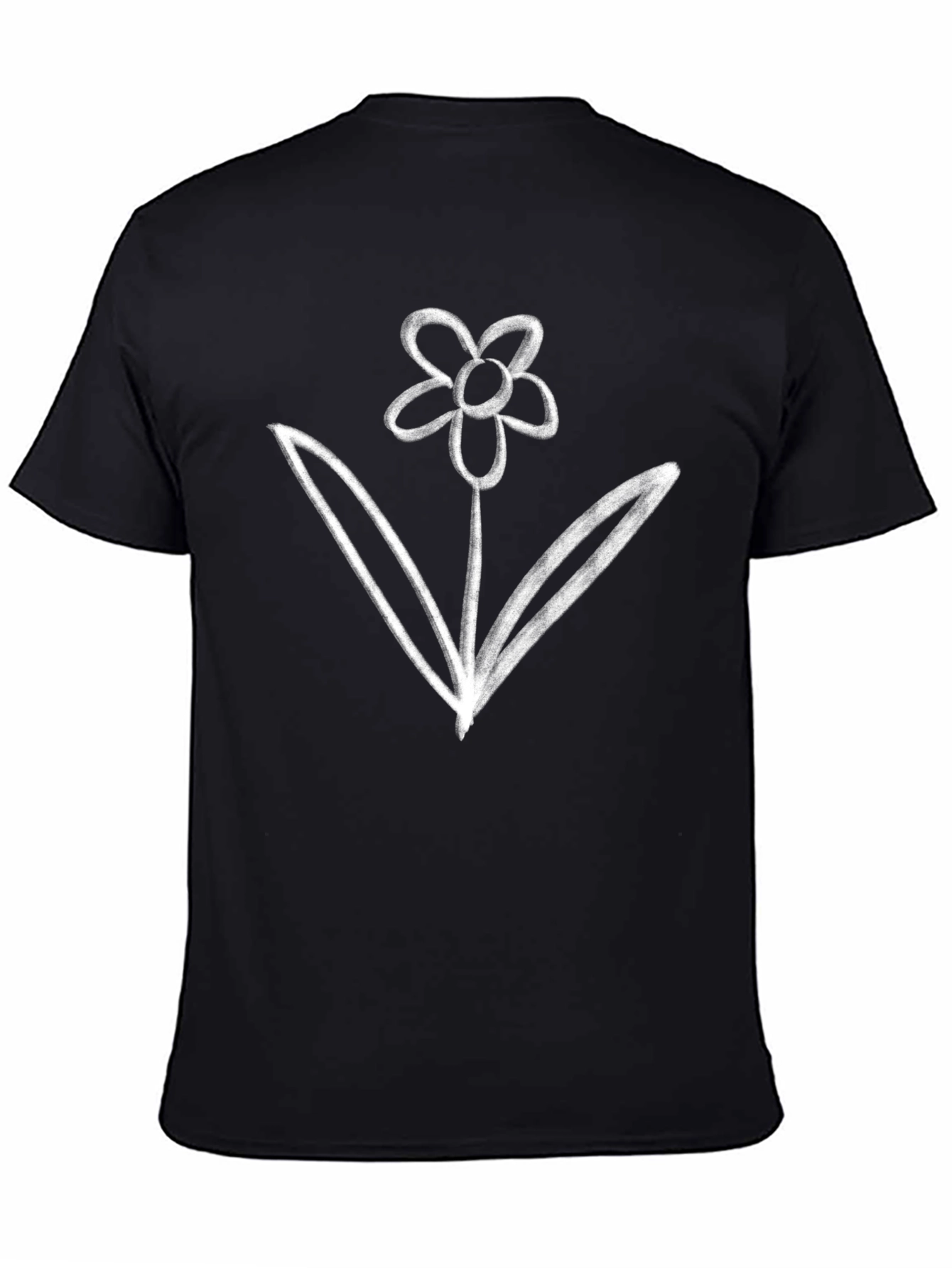 Minimalist Flower Graphic Black T-Shirt