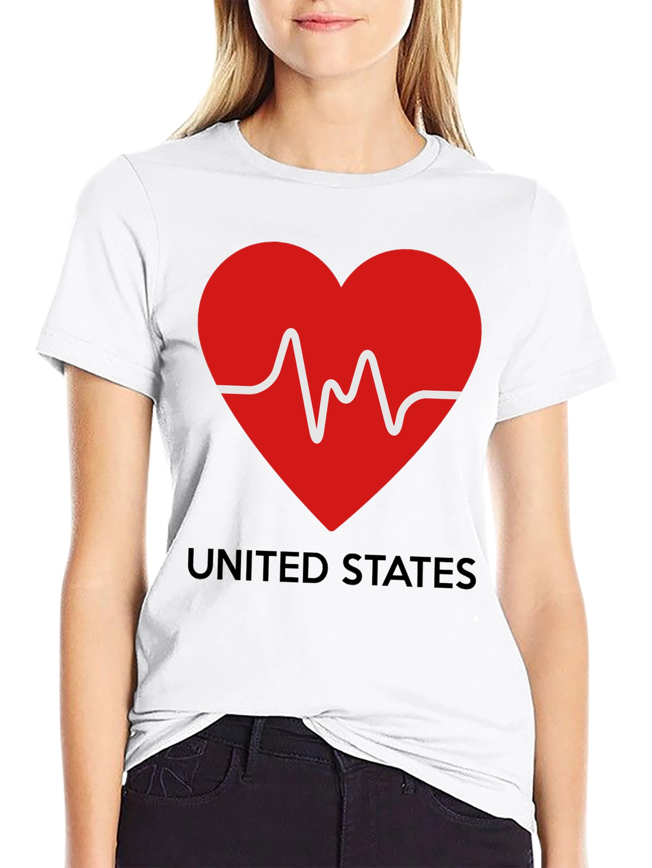 Heartbeat USA Graphic Tee - Patriotic Love T-Shirt