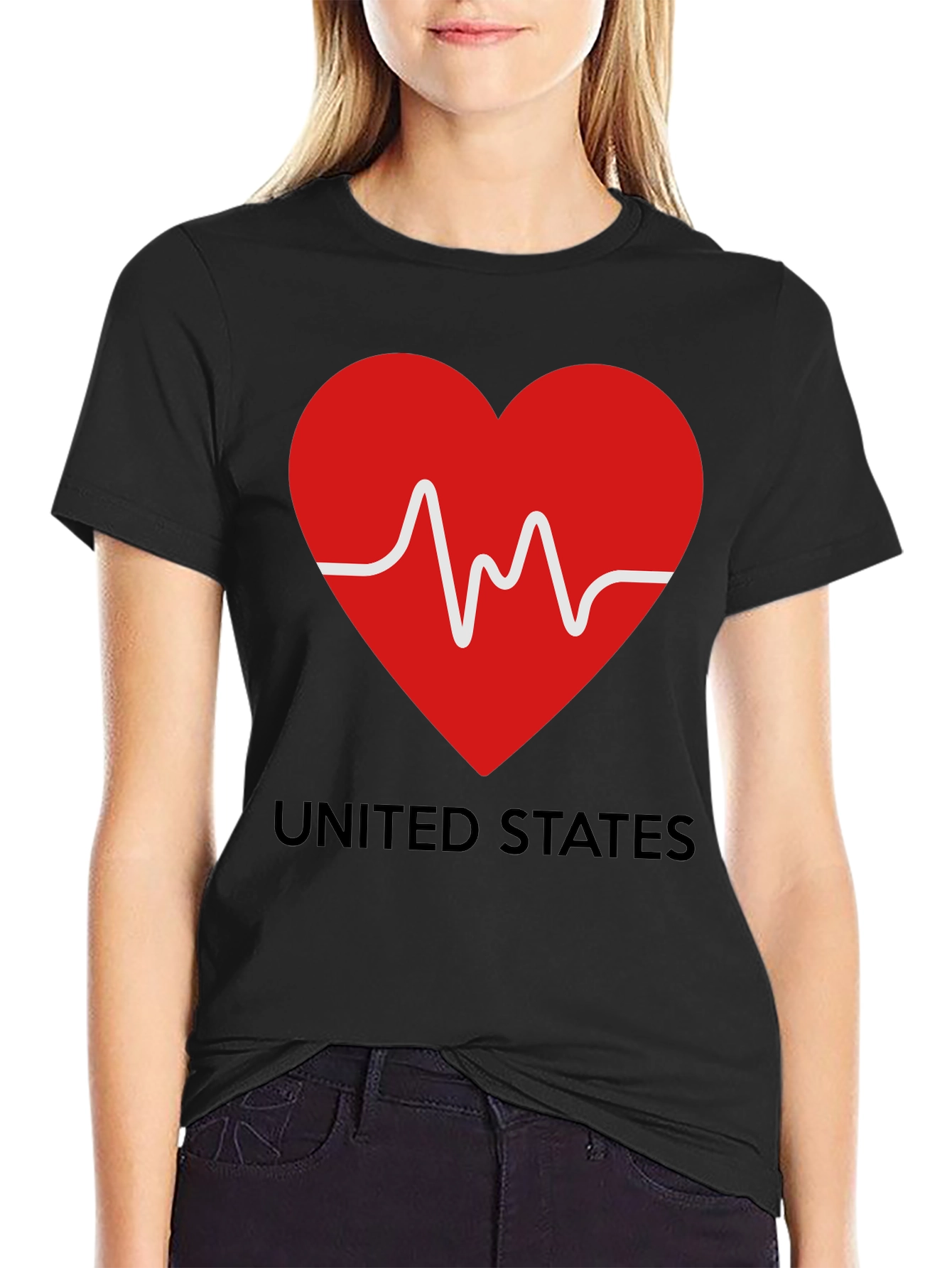 Heartbeat USA Graphic Tee - Patriotic Love T-Shirt