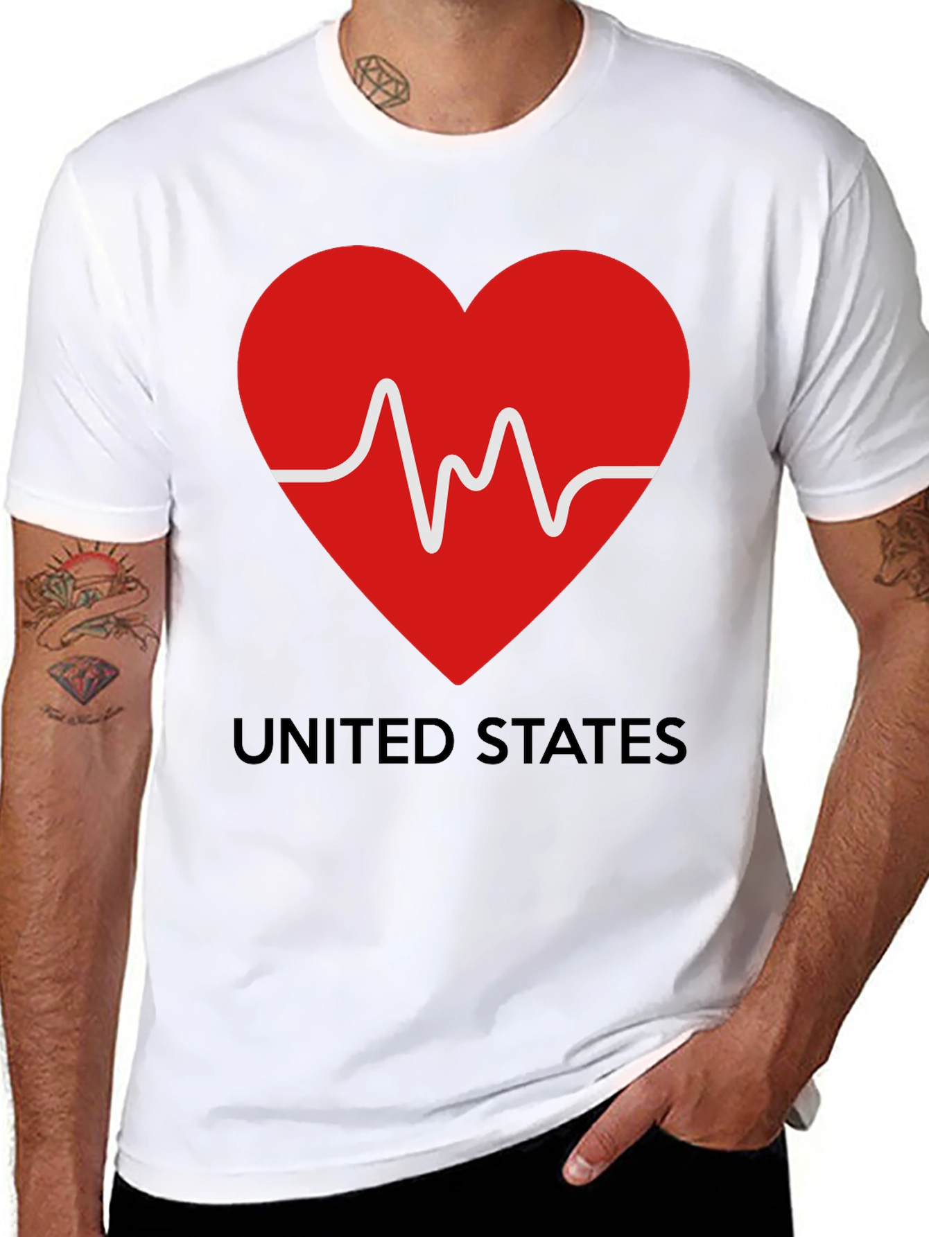 Heartbeat USA Graphic Tee - Patriotic Love T-Shirt