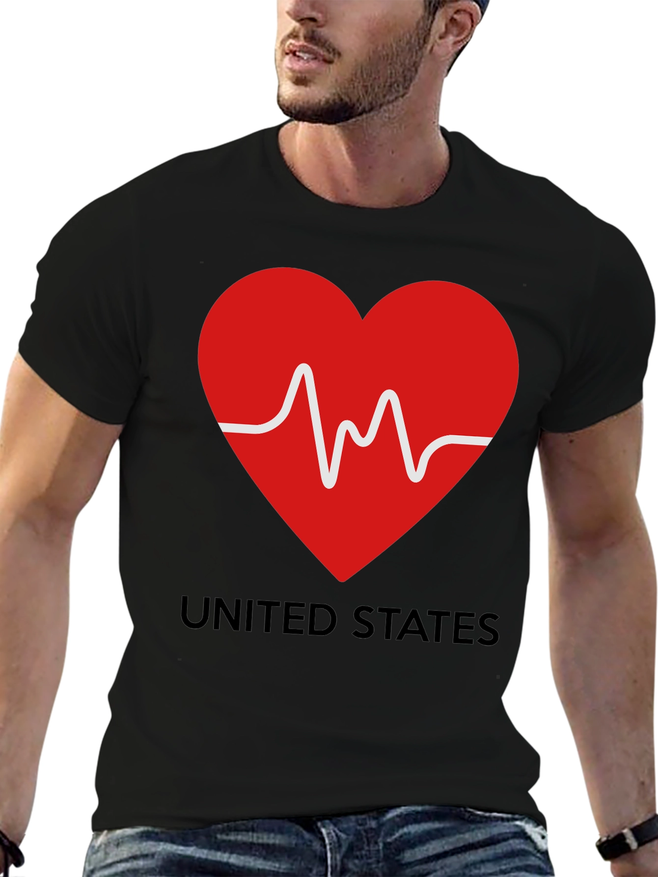 Heartbeat USA Graphic Tee - Patriotic Love T-Shirt