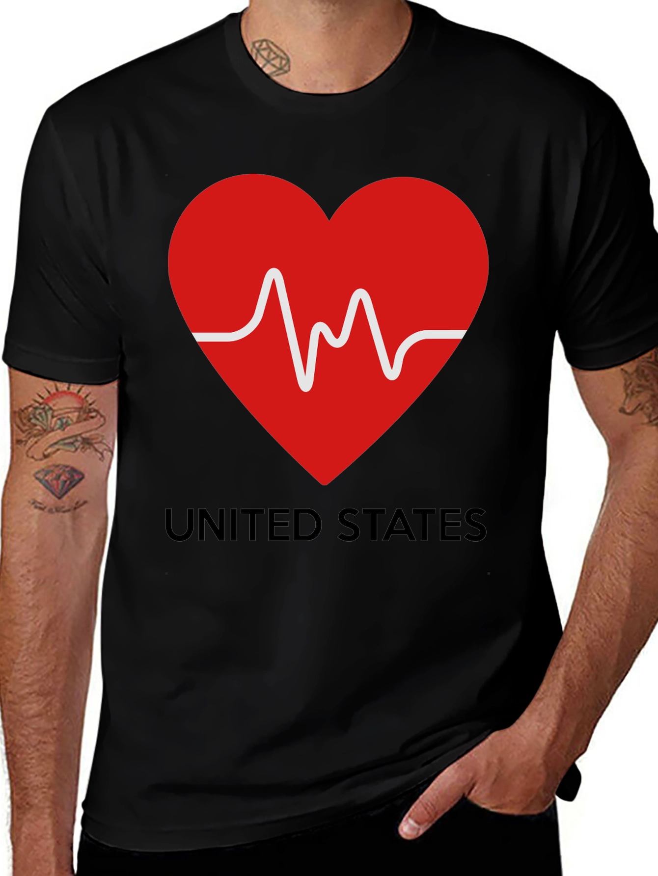 Heartbeat USA Graphic Tee - Patriotic Love T-Shirt
