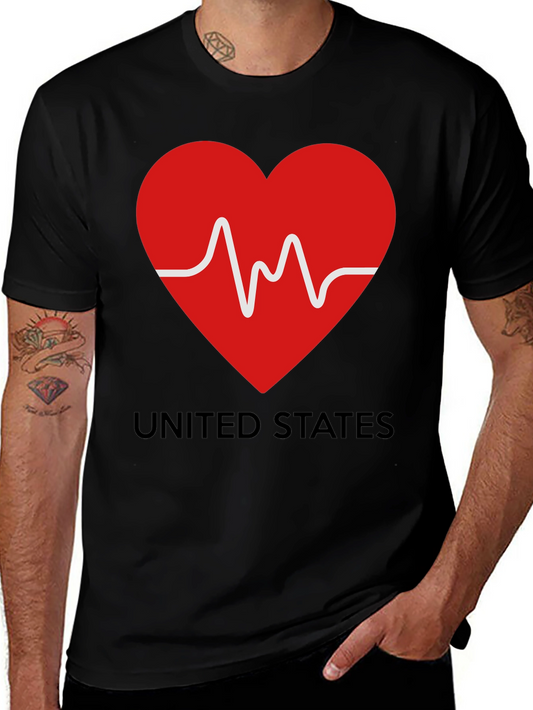 Heartbeat USA Graphic Tee - Patriotic Love T-Shirt