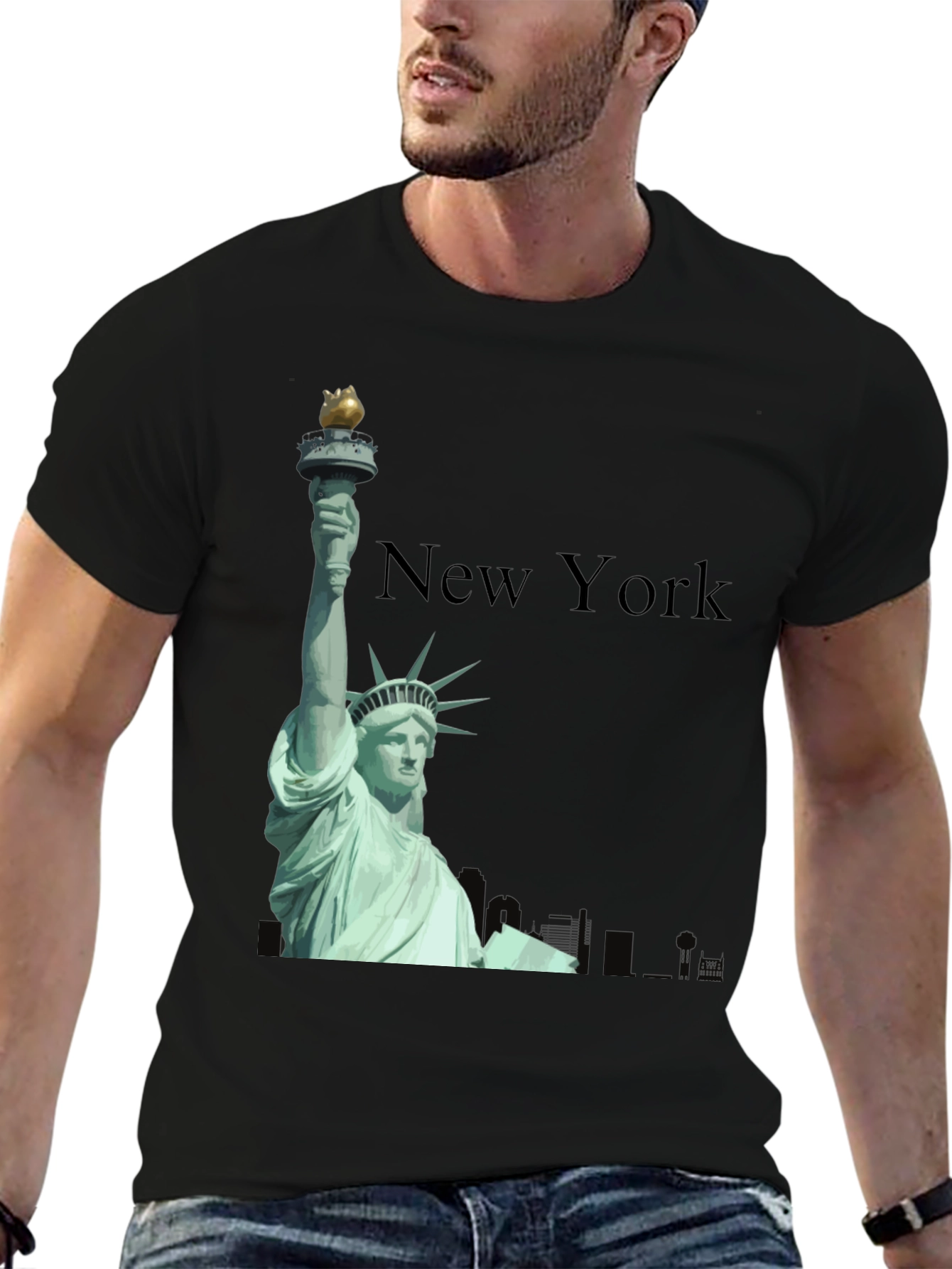 New York Statue of Liberty Black T-Shirt