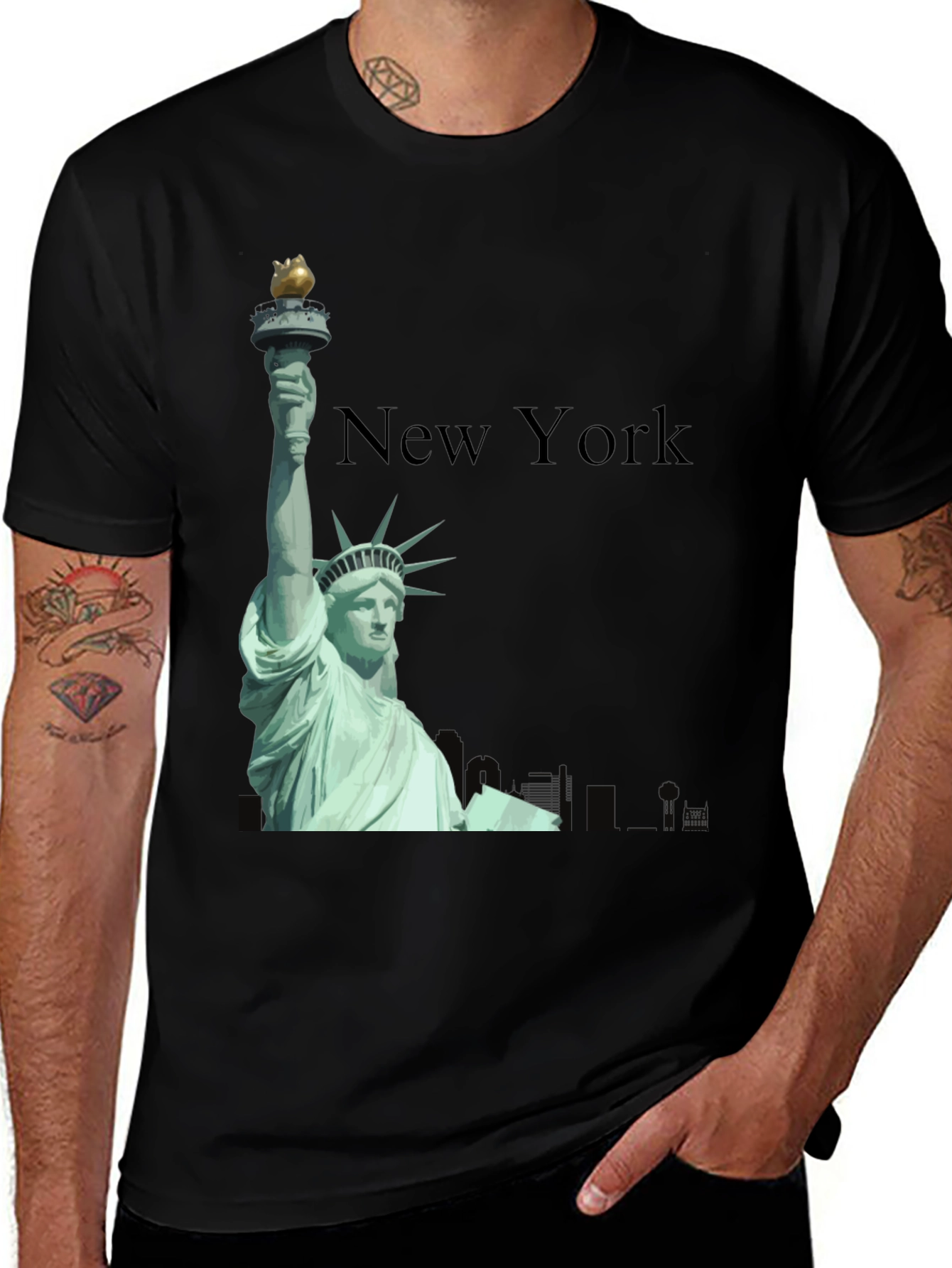 New York Statue of Liberty Black T-Shirt