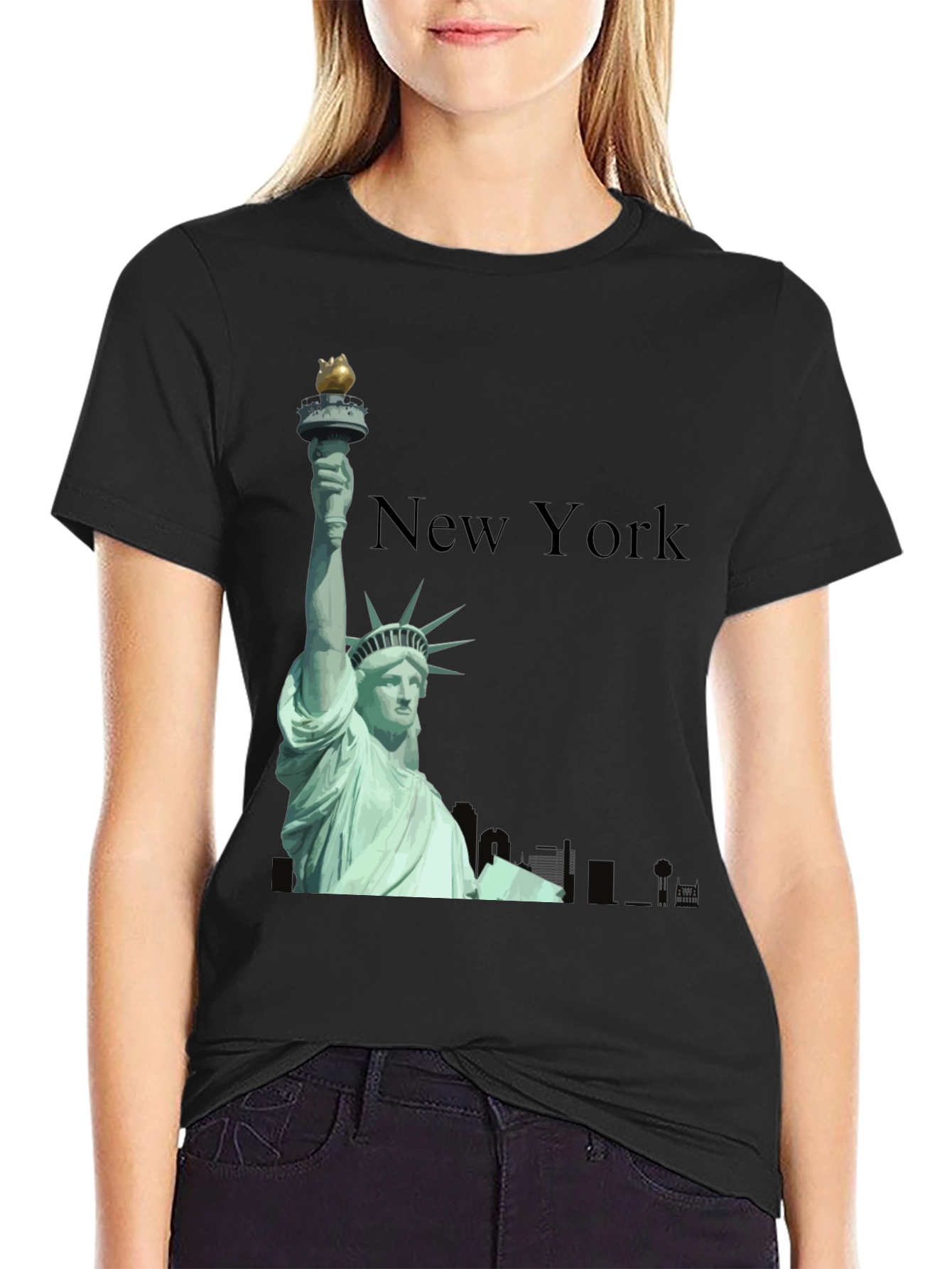 New York Statue of Liberty Black T-Shirt