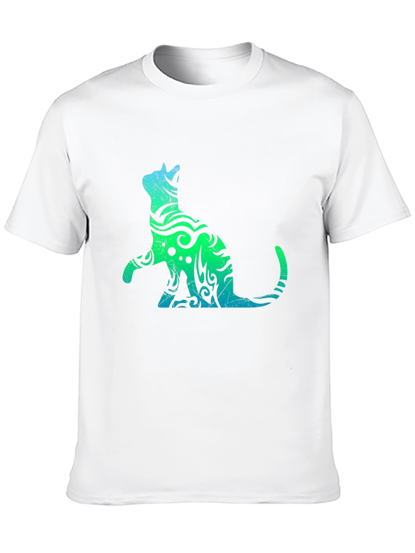 Tribal Cat Graphic Black T-Shirt