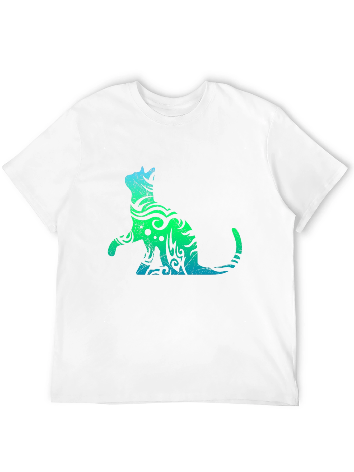 Tribal Cat Graphic Black T-Shirt