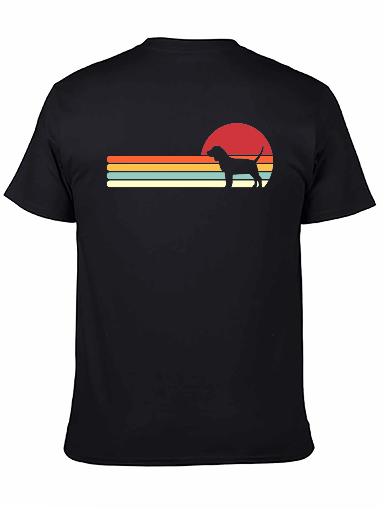 Retro Dog Sunset Graphic Tee - Black