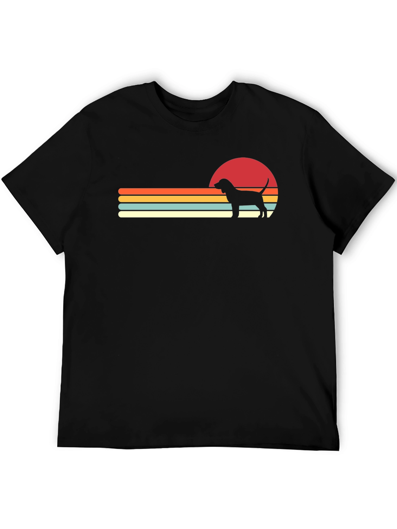 Retro Dog Sunset Graphic Tee - Black