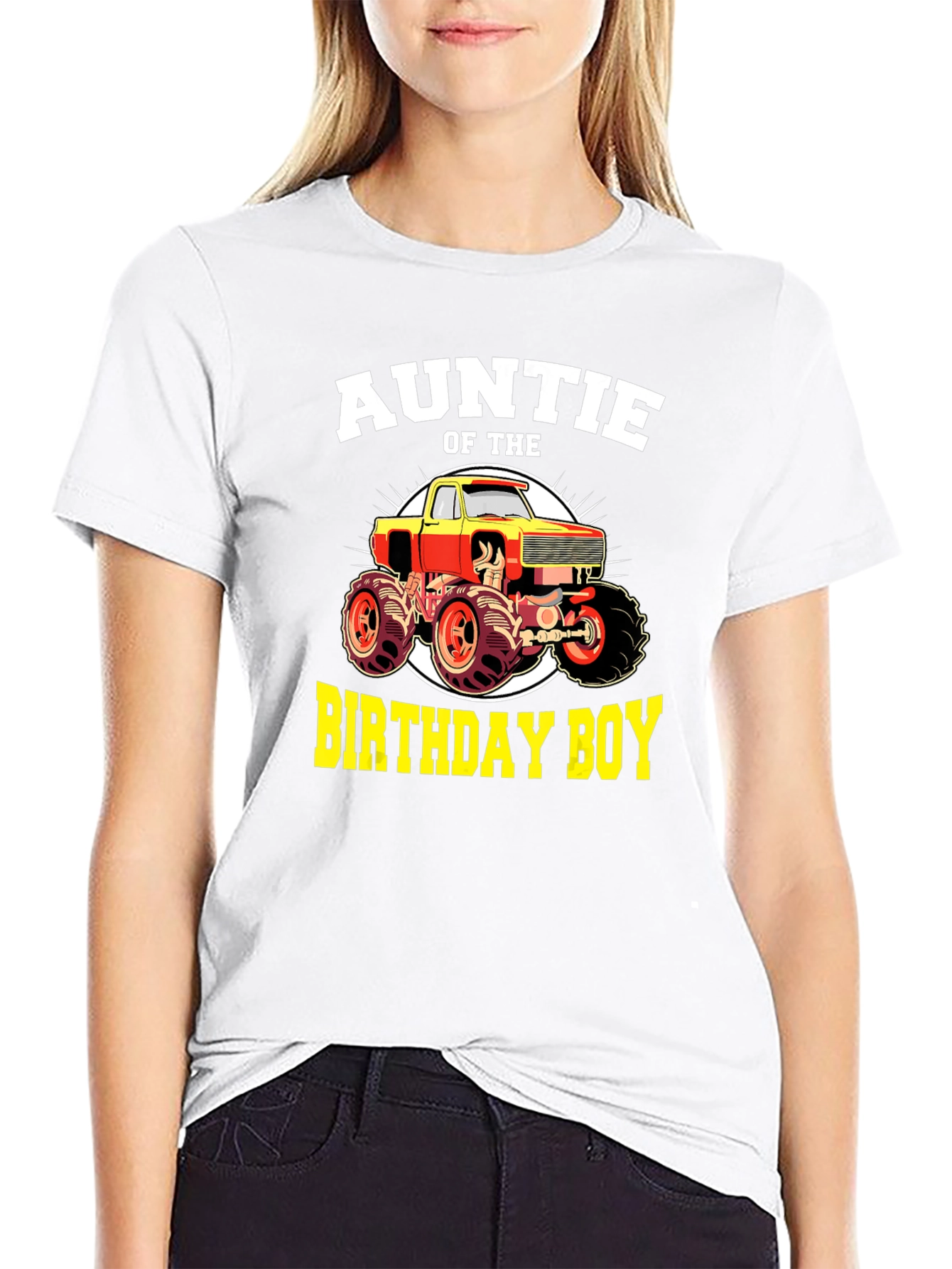 Auntie of the Birthday Boy Monster Truck T-Shirt