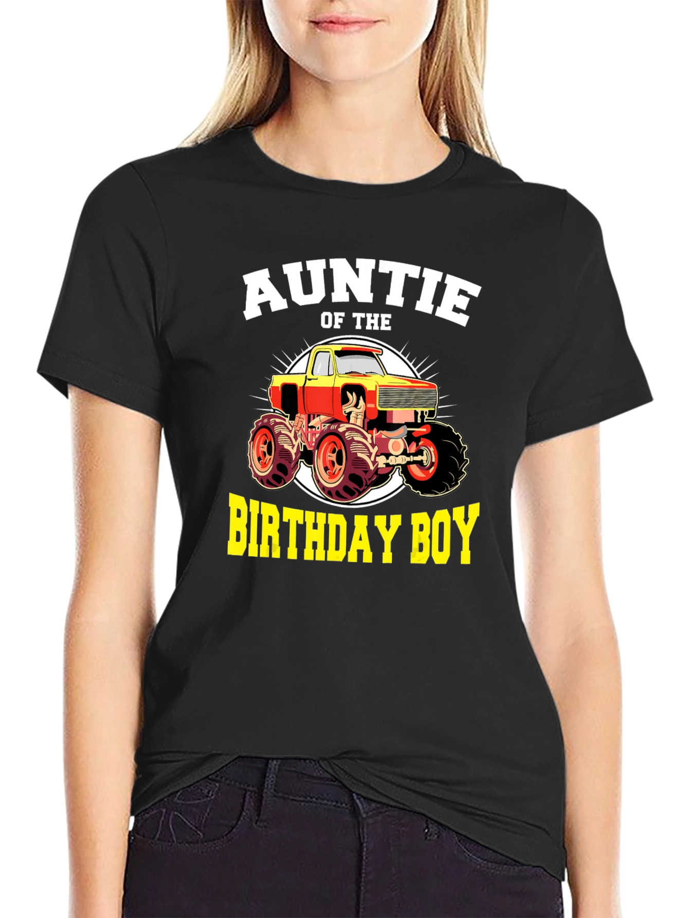 Auntie of the Birthday Boy Monster Truck T-Shirt