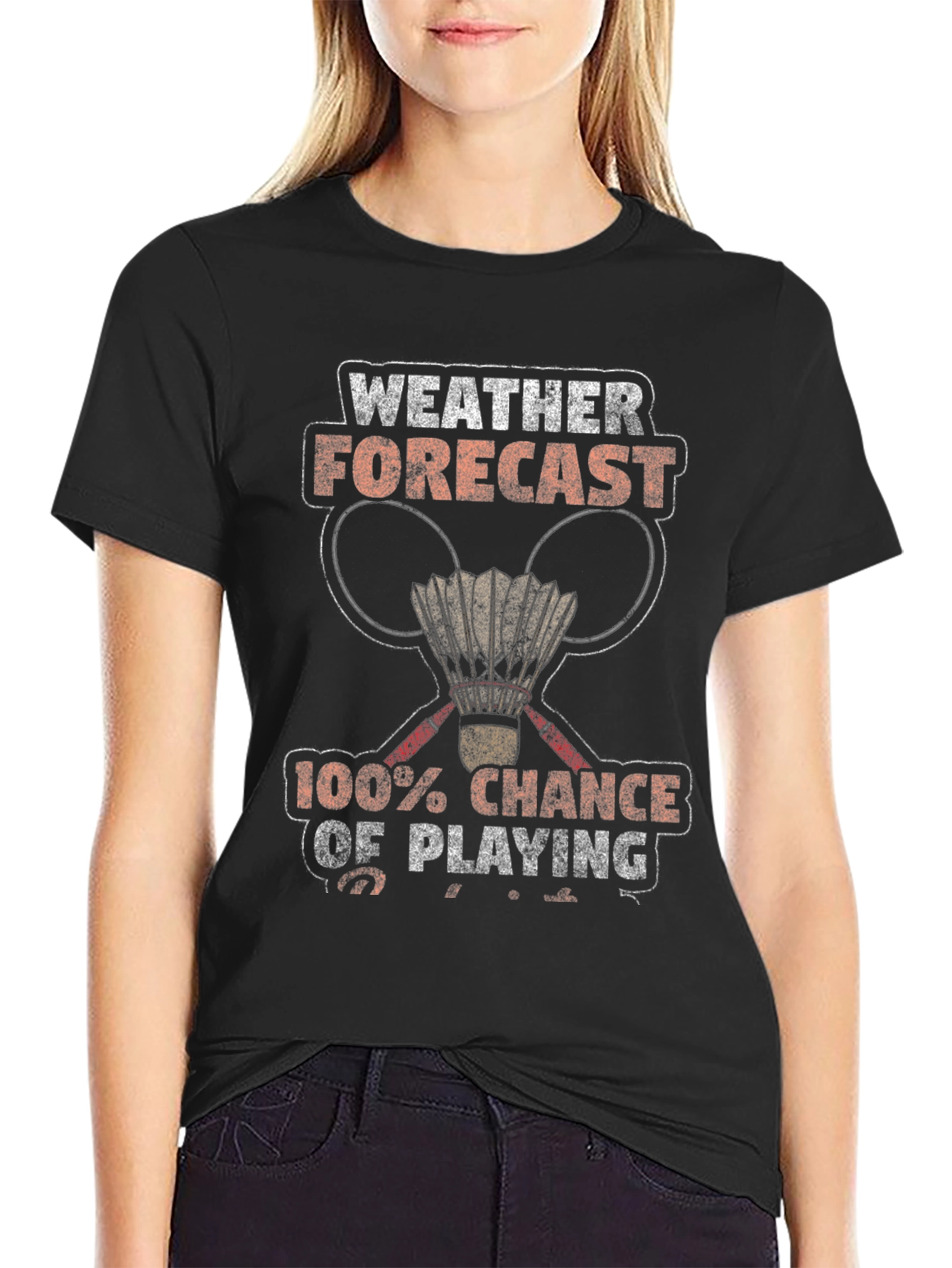 Funny Badminton Weather Forecast T-Shirt