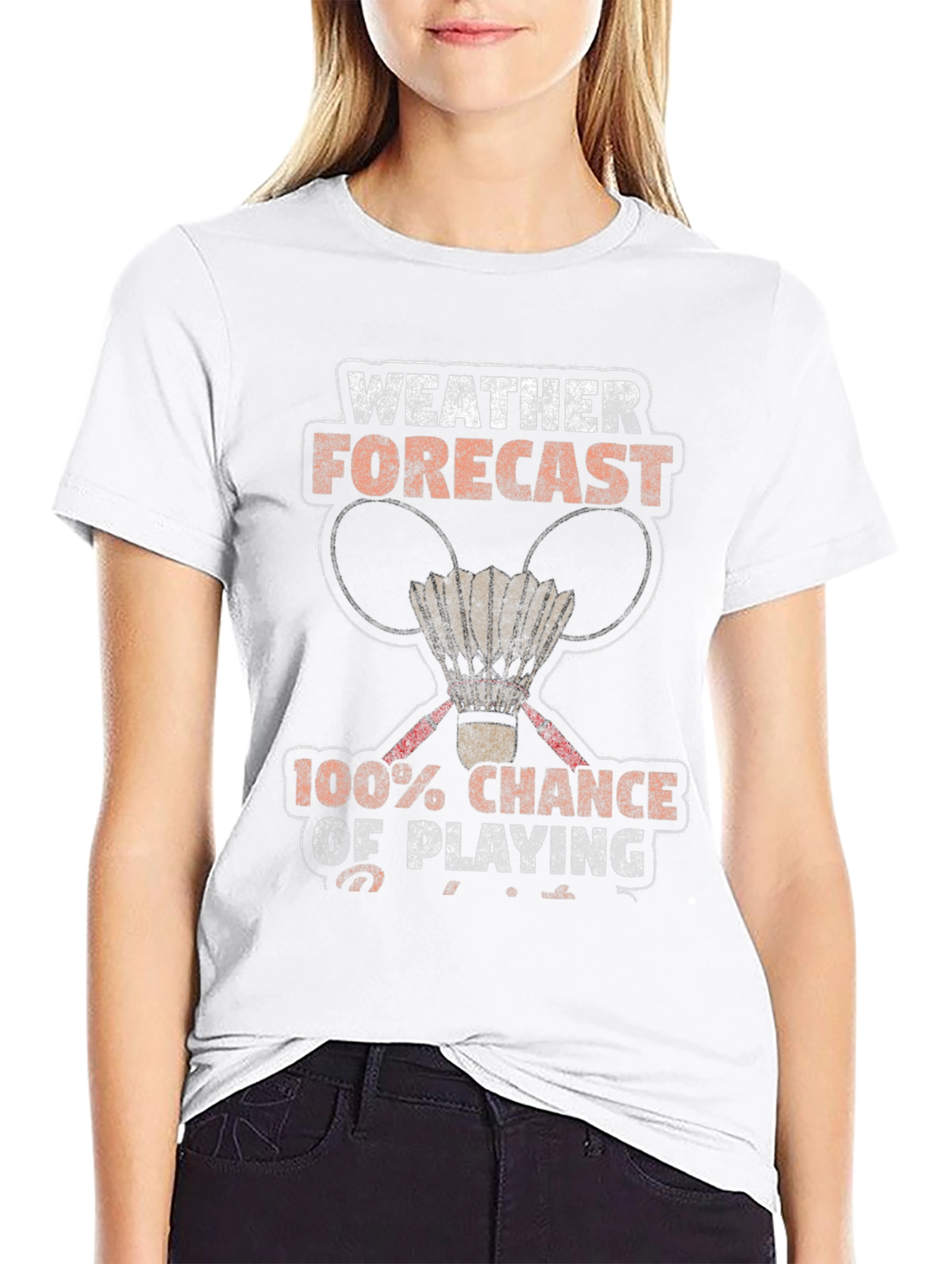 Funny Badminton Weather Forecast T-Shirt