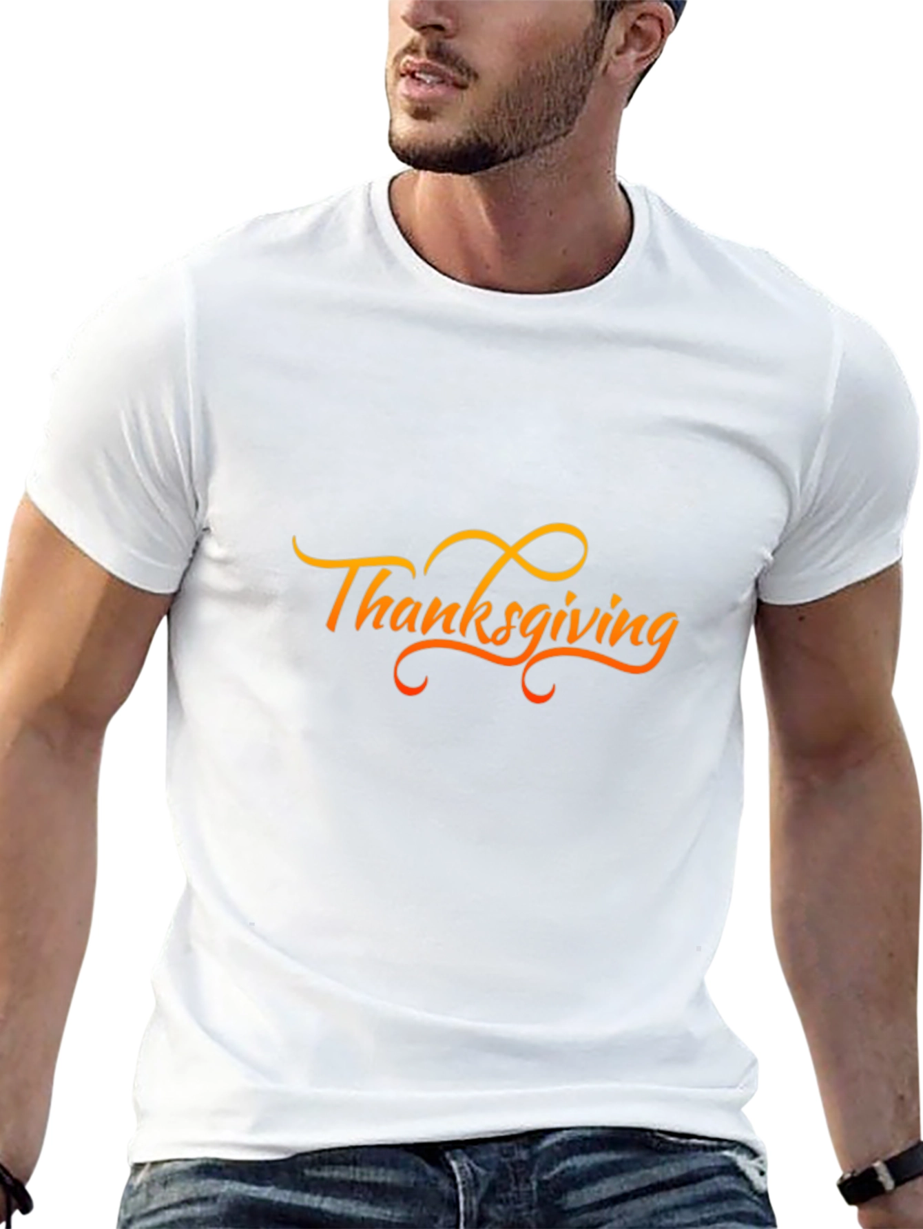 Thanksgiving Graphic Print Black T-Shirt