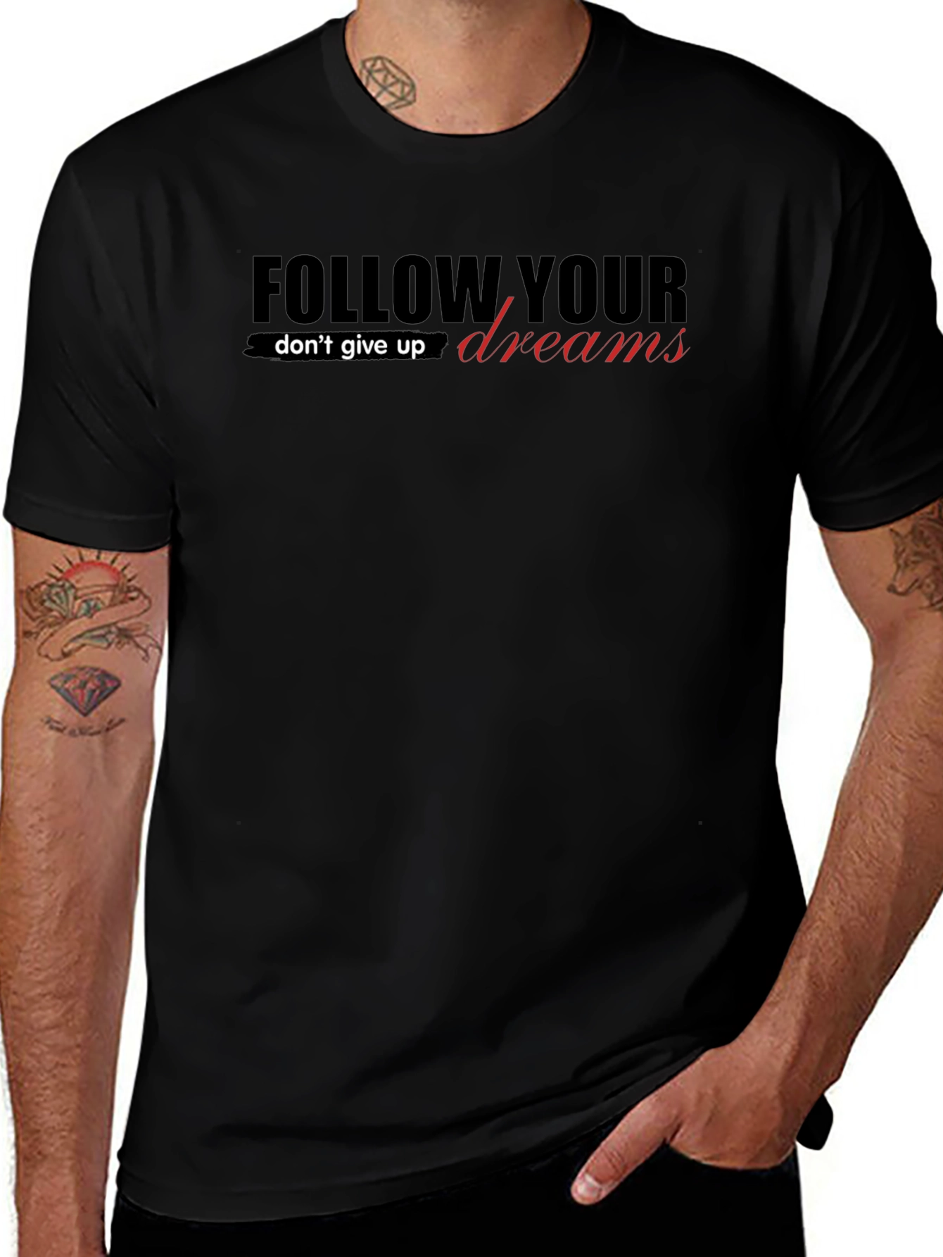 Follow Your Dreams Graphic Tee - Black Casual T-Shirt