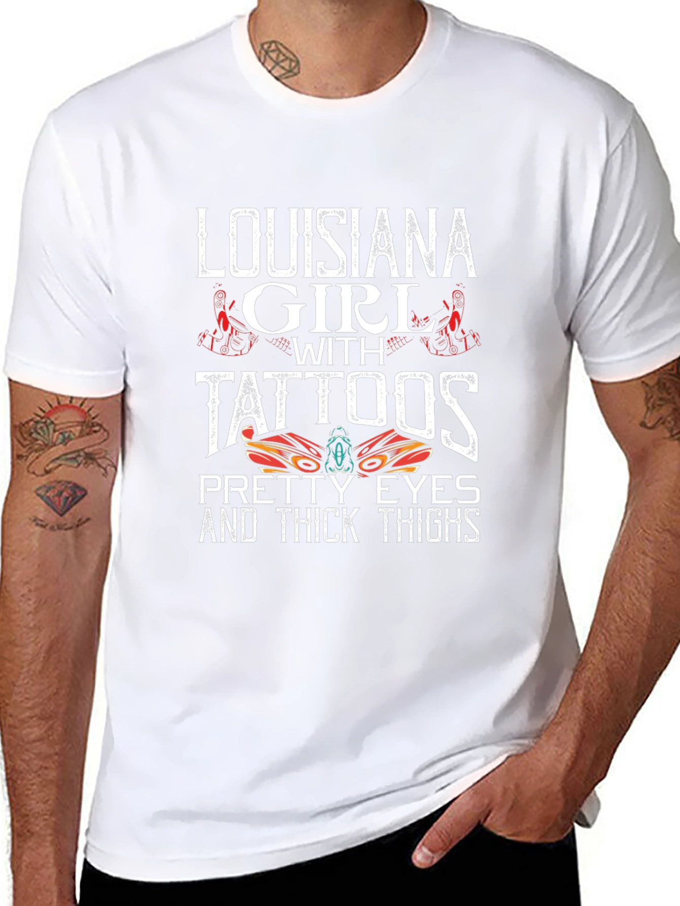 Louisiana Girl Tattoos Graphic Tee - Thick Thighs
