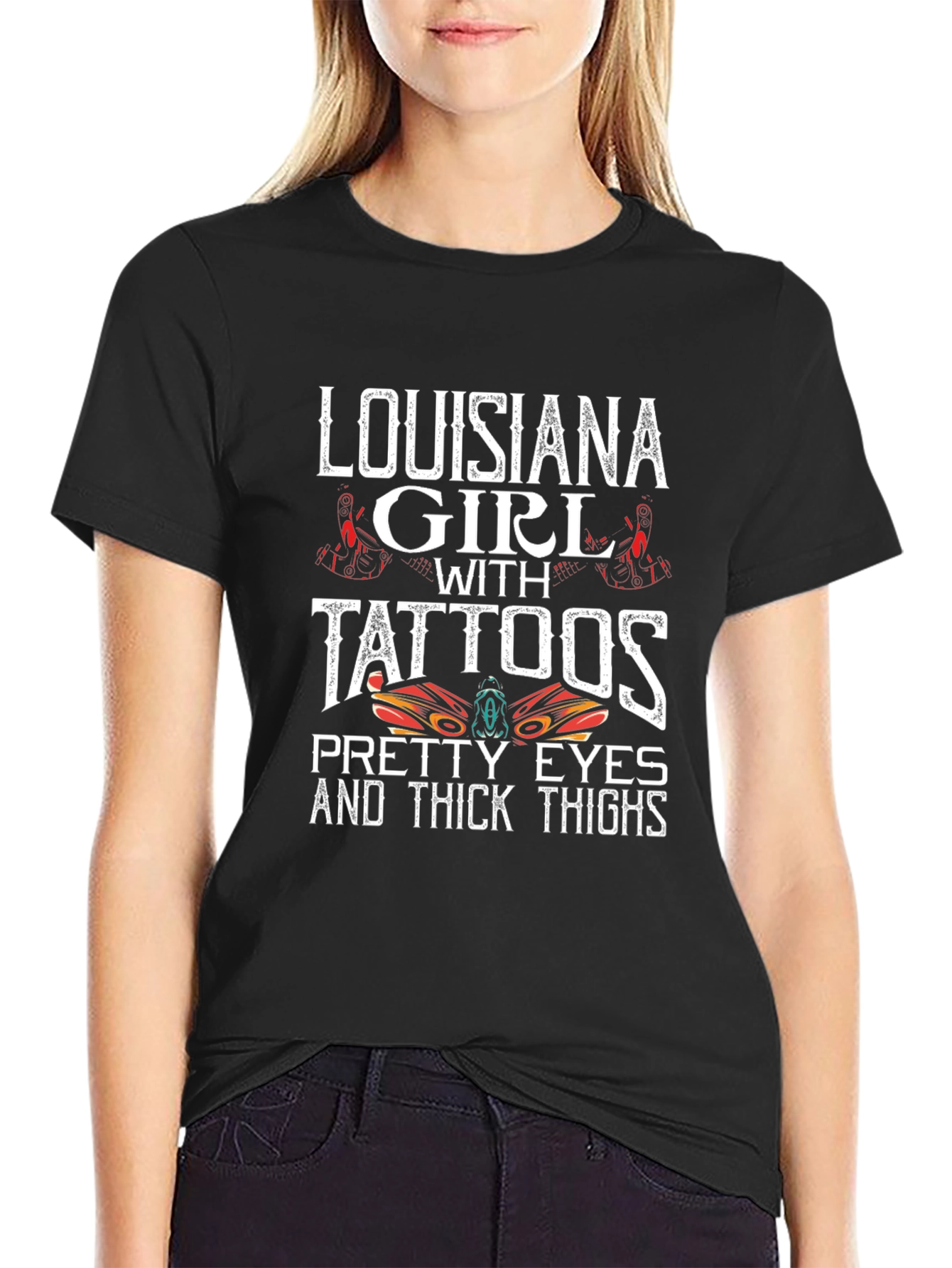 Louisiana Girl Tattoos Graphic Tee - Thick Thighs
