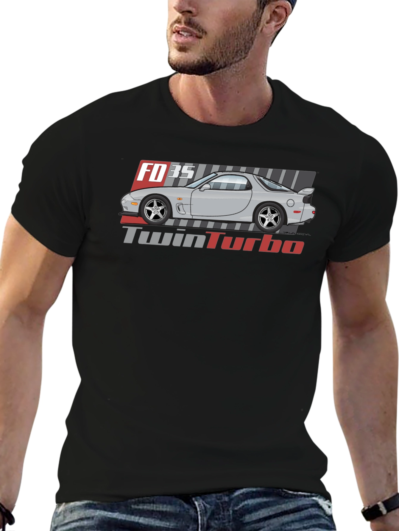 FD3S Twin Turbo Graphic Tee - Black Cotton Blend