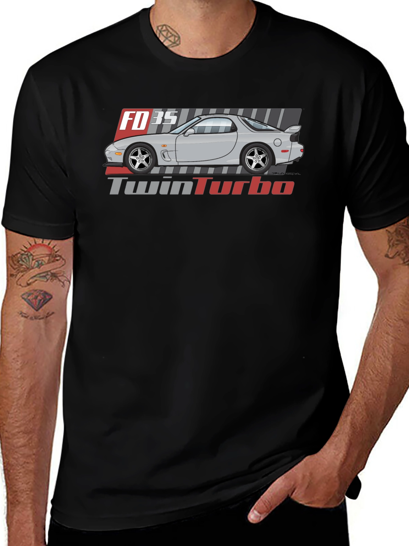 FD3S Twin Turbo Graphic Tee - Black Cotton Blend