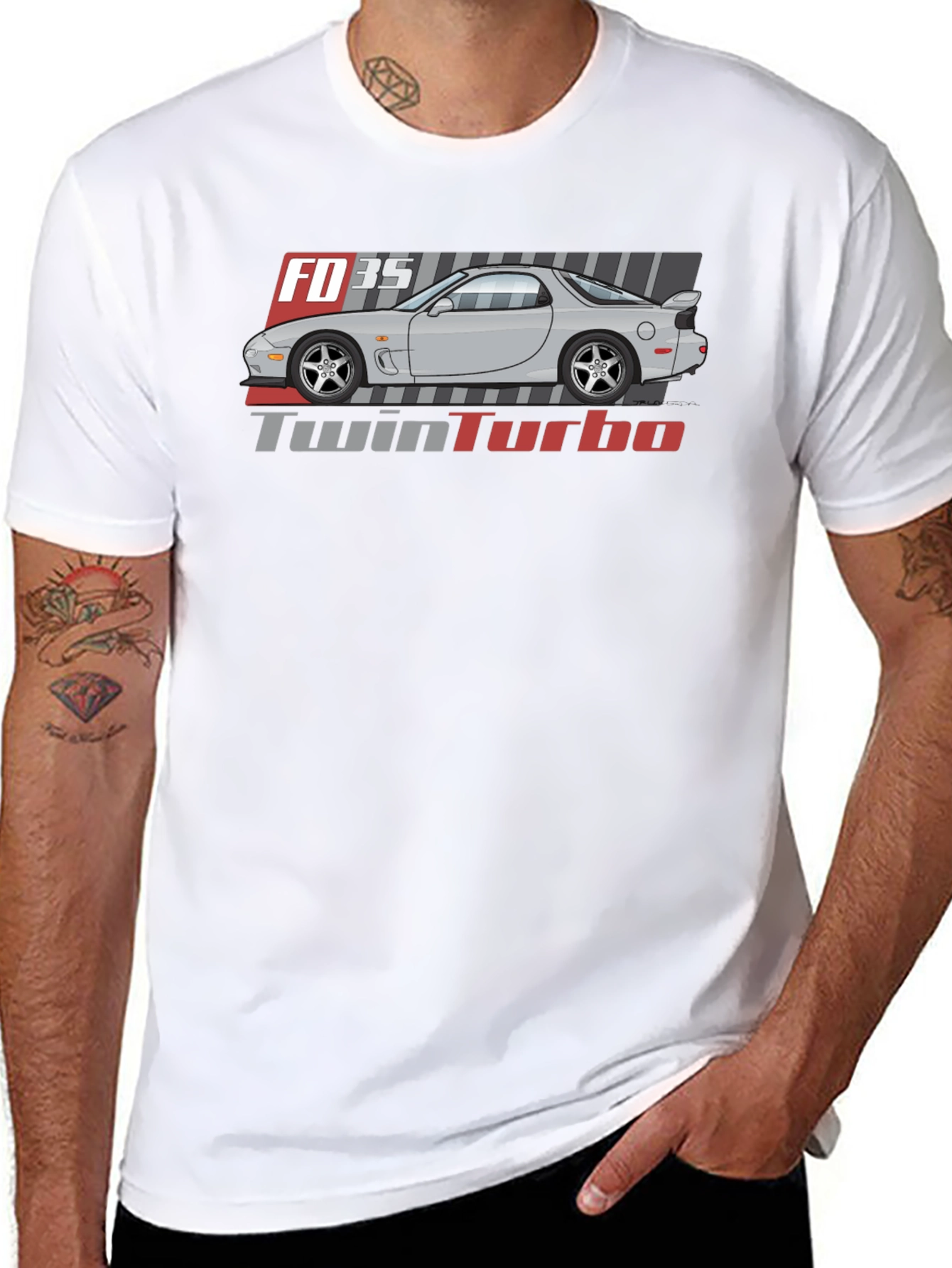 FD3S Twin Turbo Graphic Tee - Black Cotton Blend