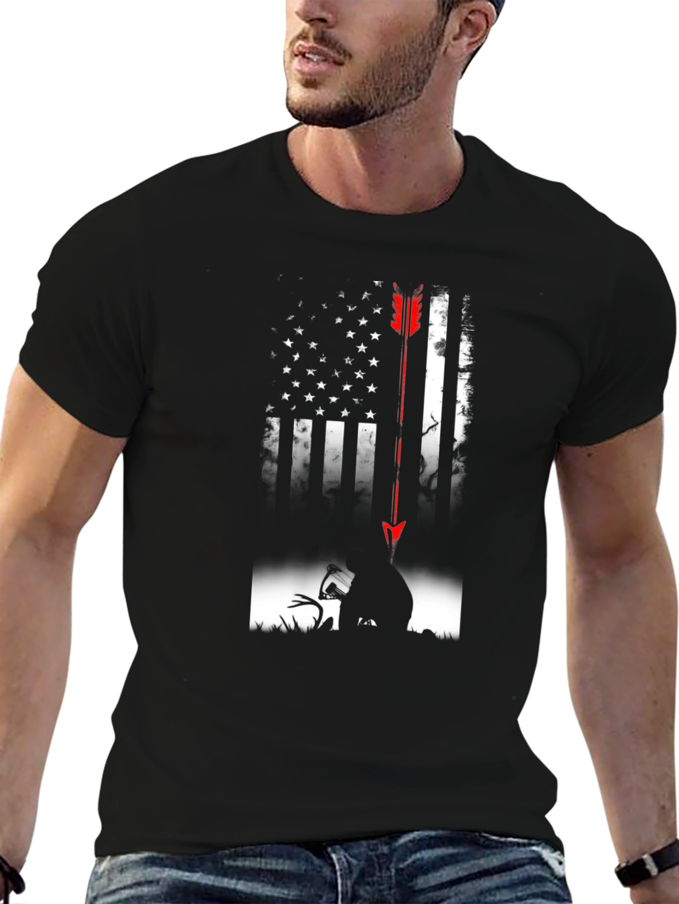 American Flag Deer Hunting Arrow T-Shirt