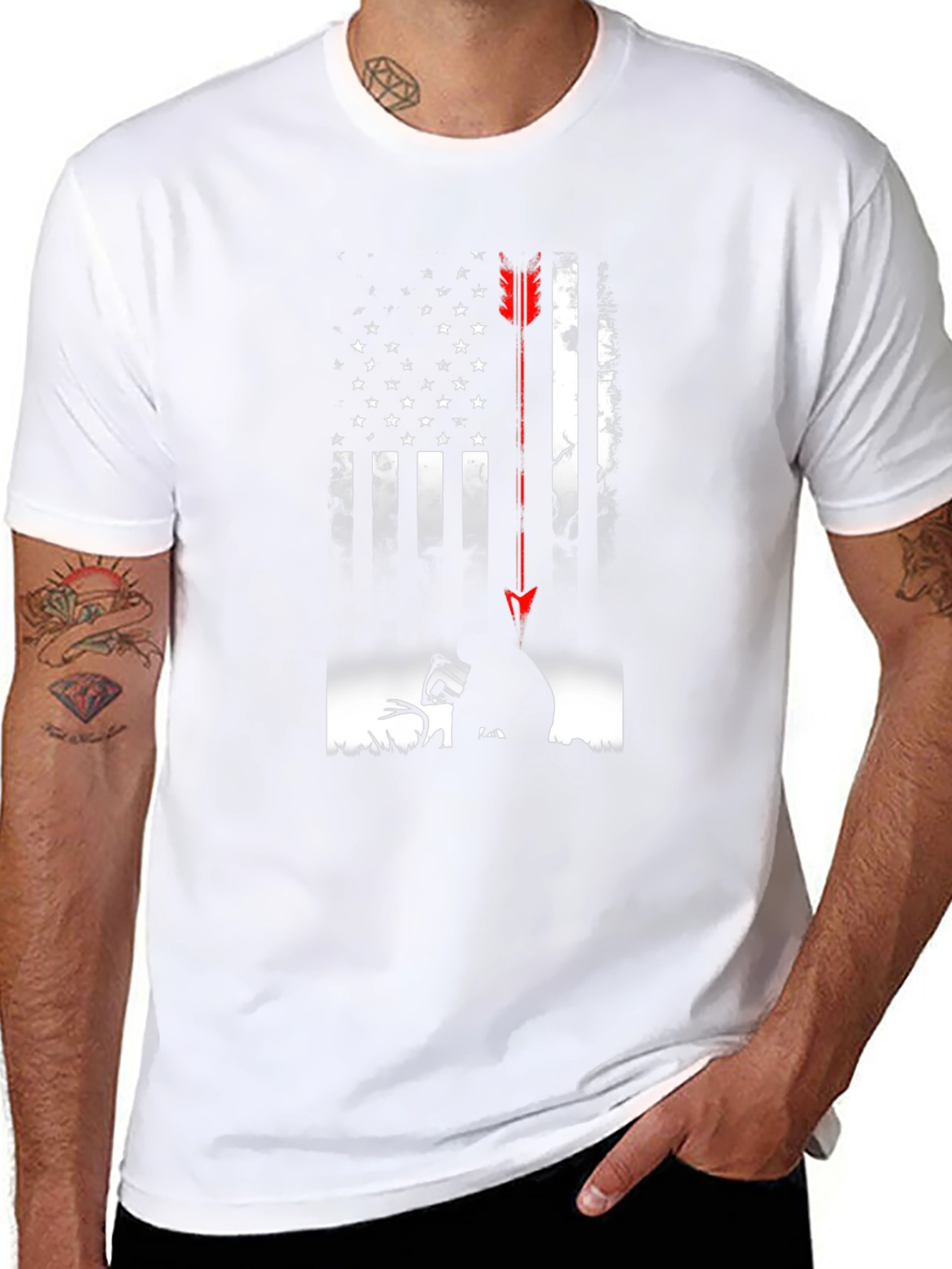 American Flag Deer Hunting Arrow T-Shirt