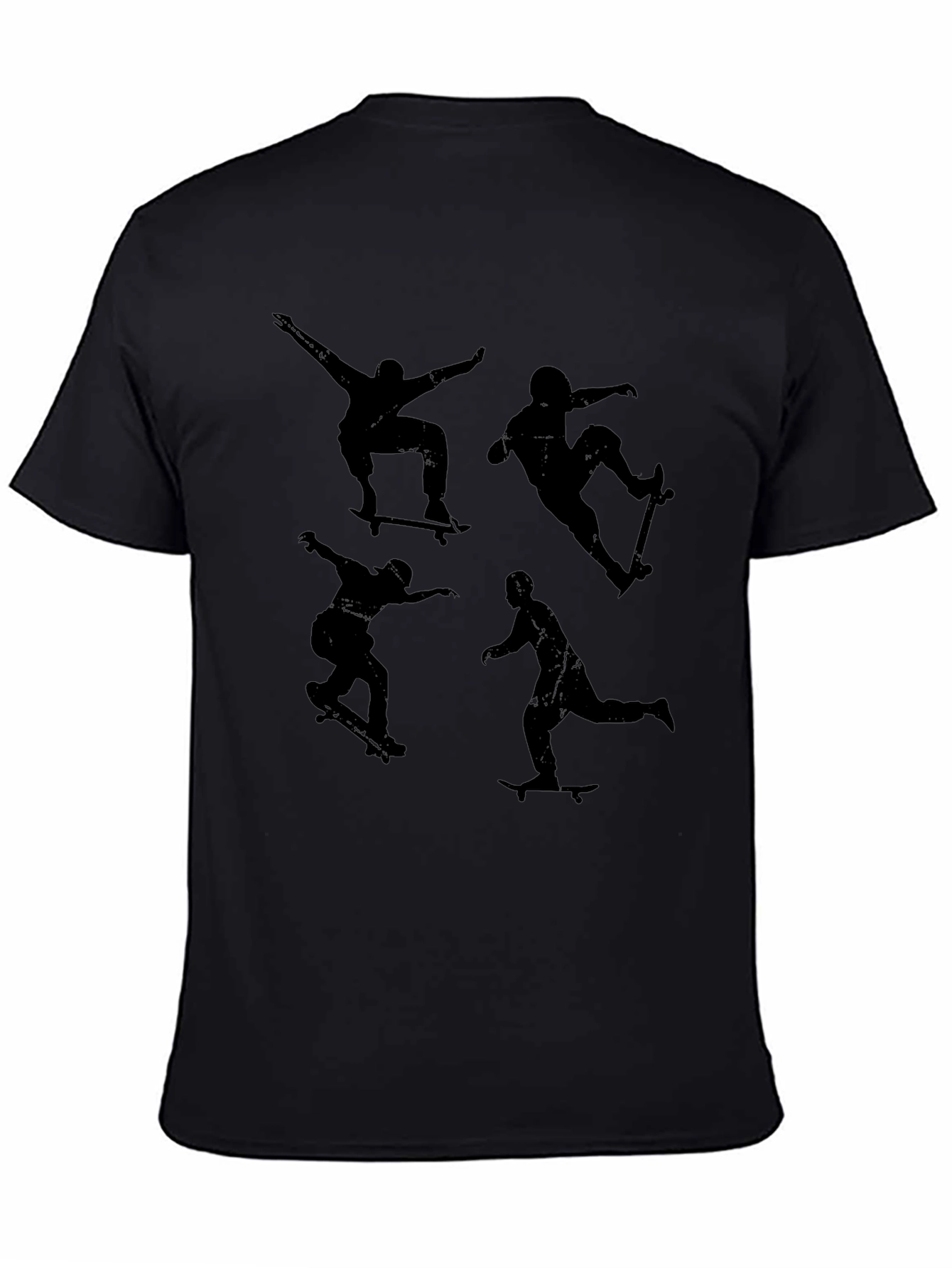 Skateboarder Silhouette Graphic Tee - Black