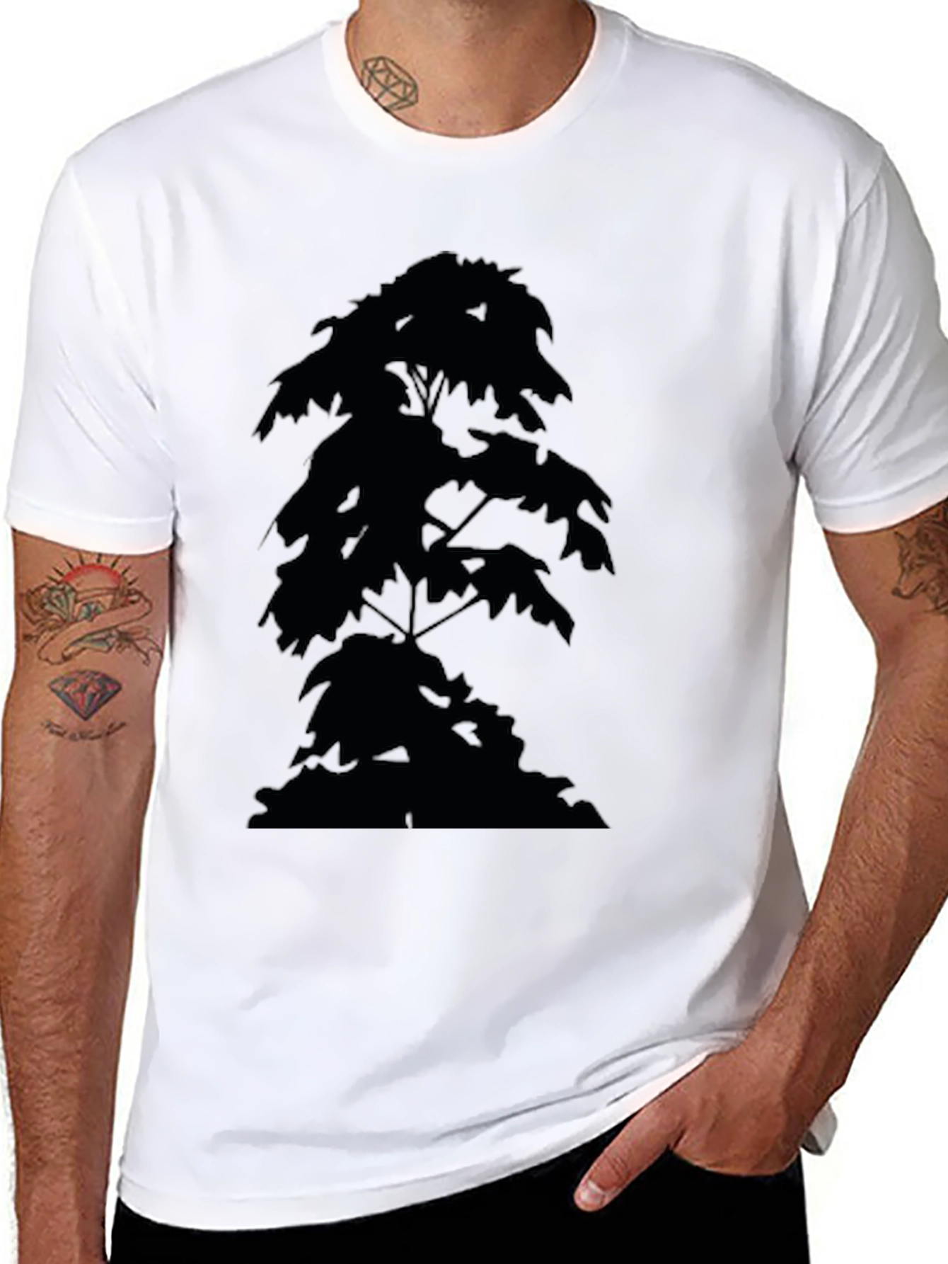 Black Tree Silhouette Graphic Tee - Modern Casual Style