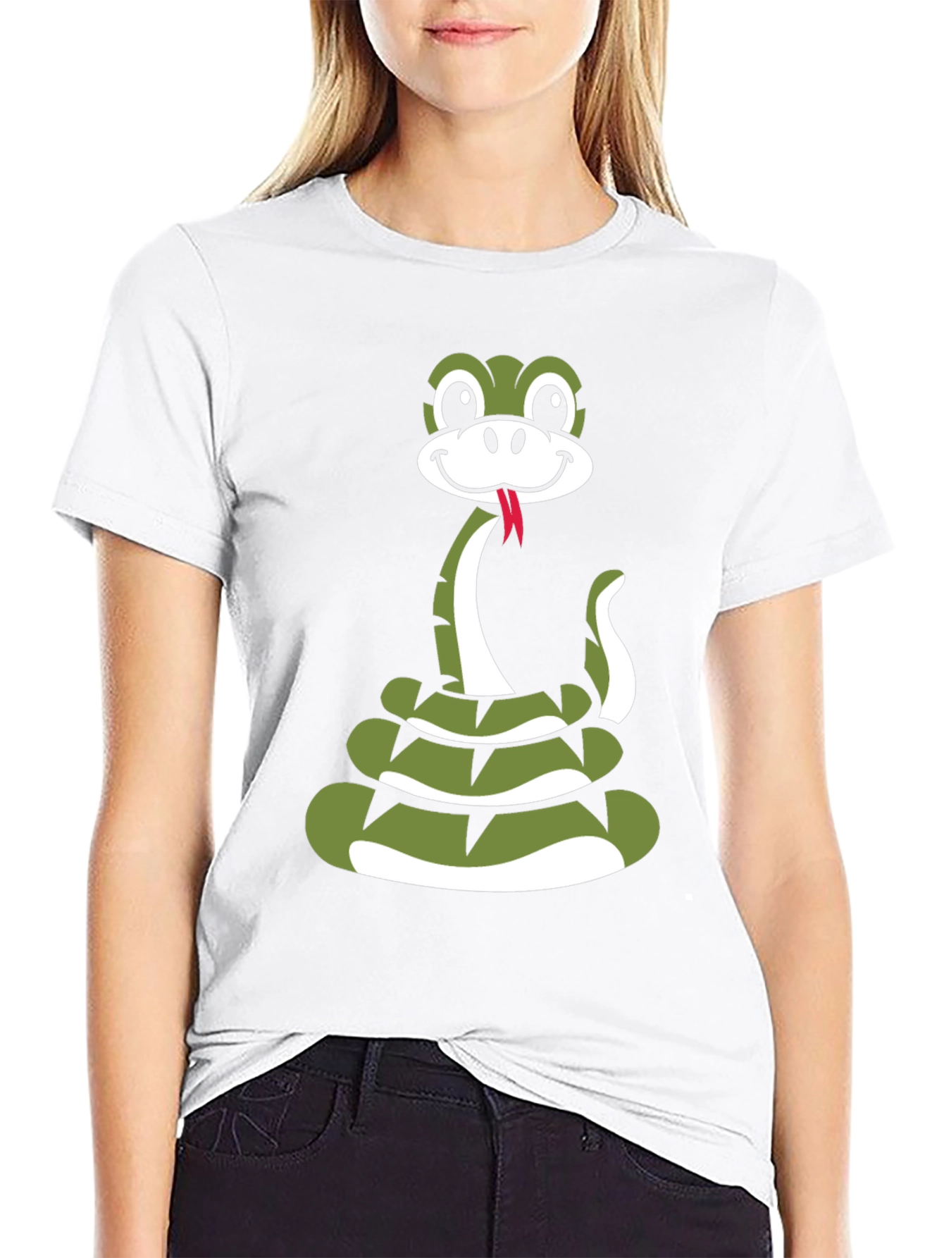 Snake Cartoon Graphic Black T-Shirt