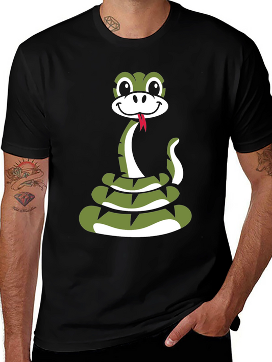 Snake Cartoon Graphic Black T-Shirt