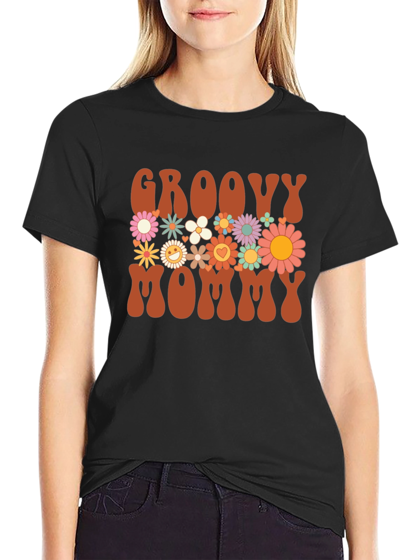 Groovy Mommy Floral Graphic T-Shirt