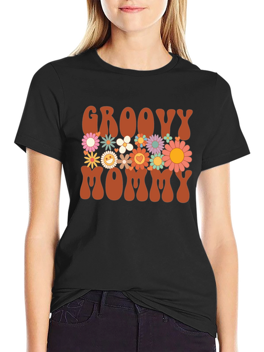 Groovy Mommy Floral Graphic T-Shirt