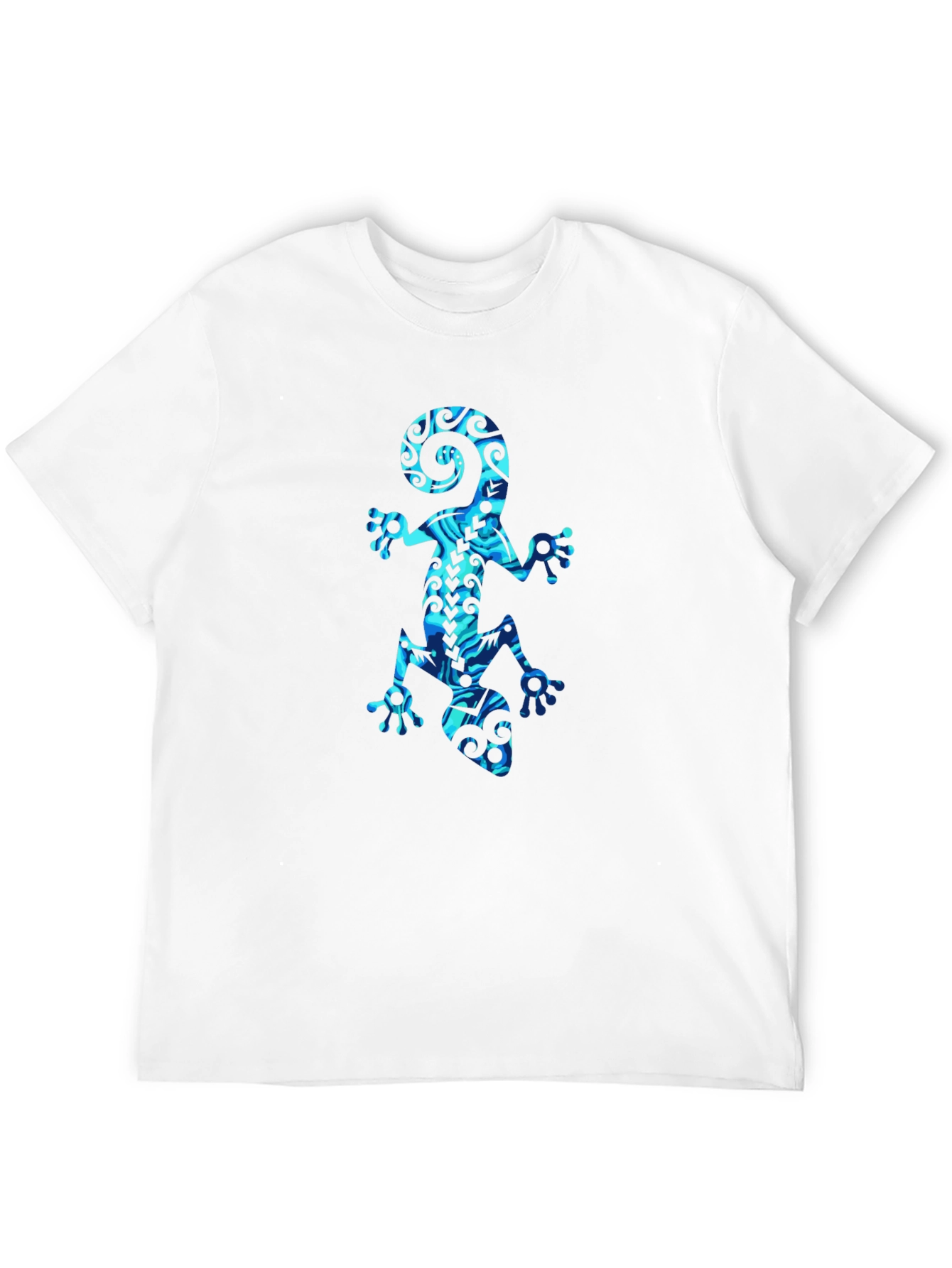 Mens Black T-Shirt with Blue Gecko Graphic Print