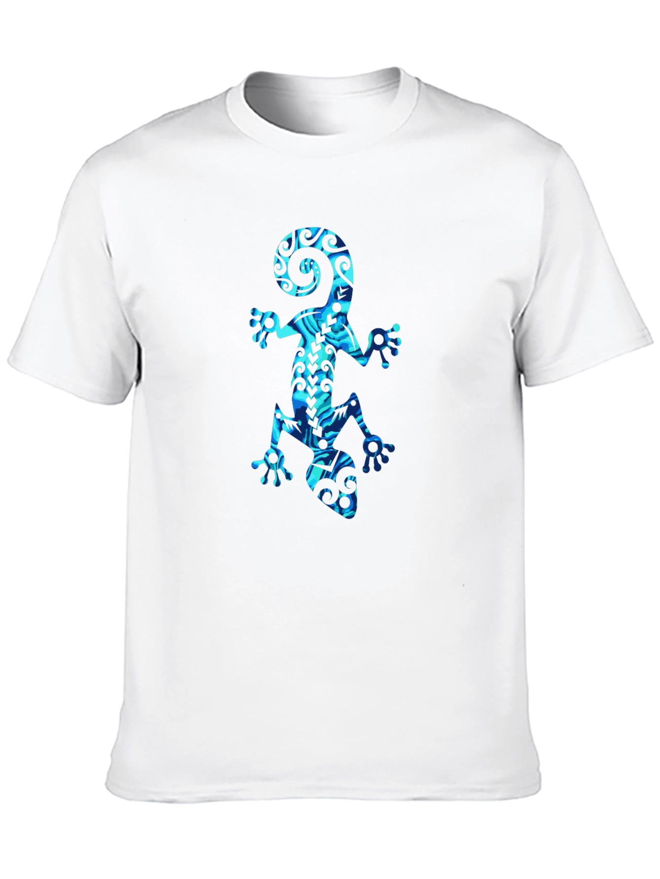Mens Black T-Shirt with Blue Gecko Graphic Print