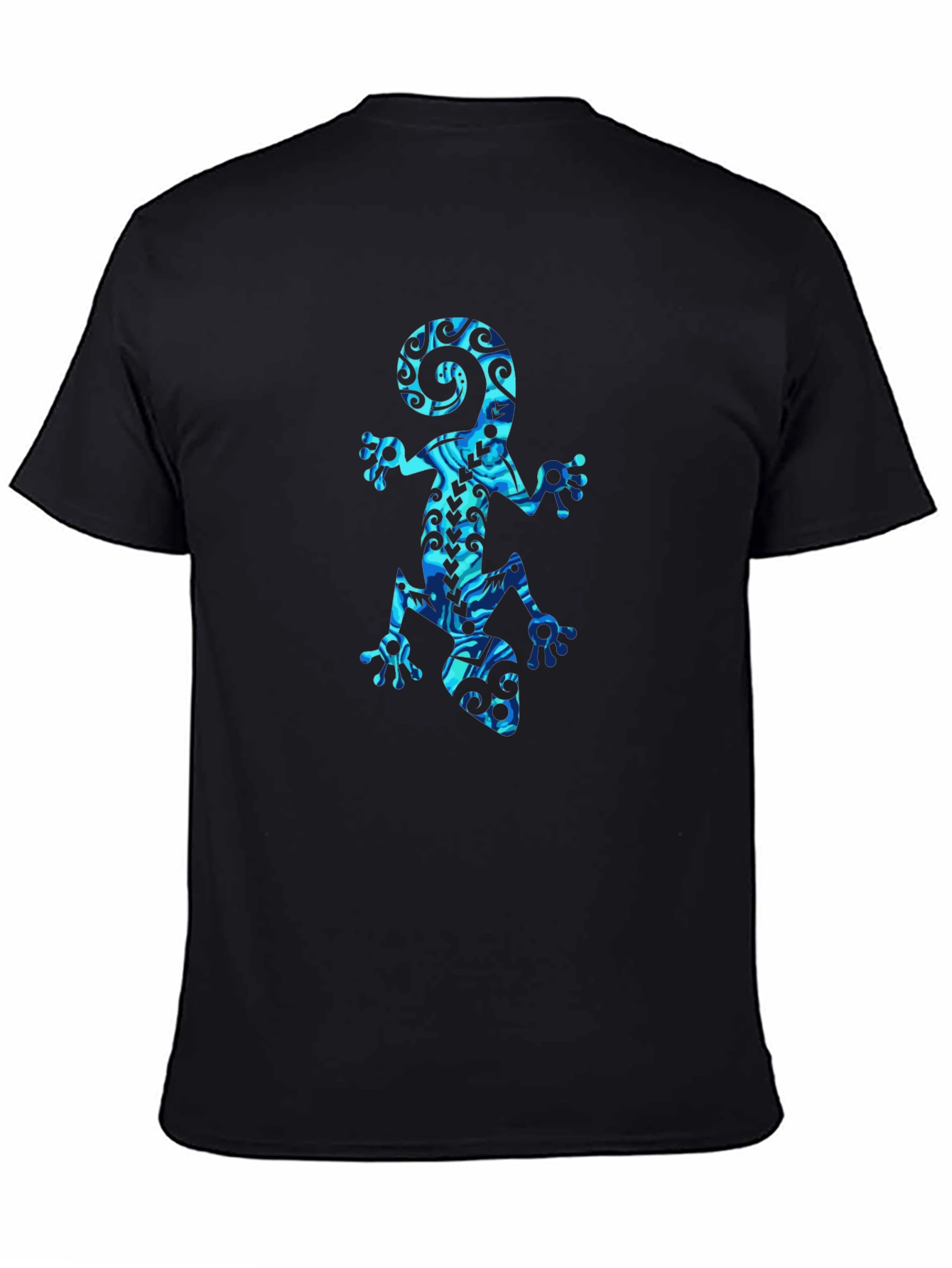 Mens Black T-Shirt with Blue Gecko Graphic Print