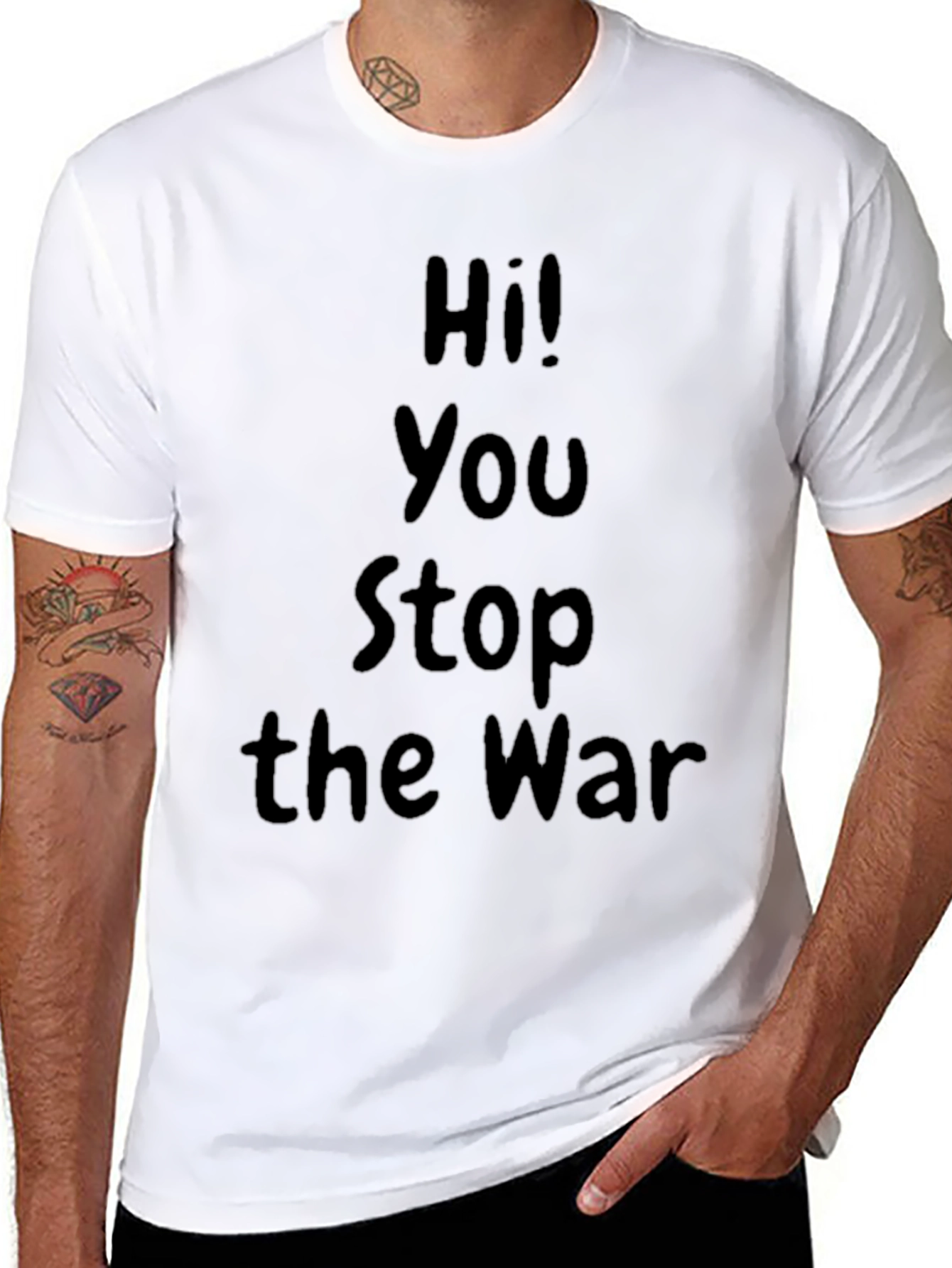 Black Hi! You Stop the War Graphic T-Shirt