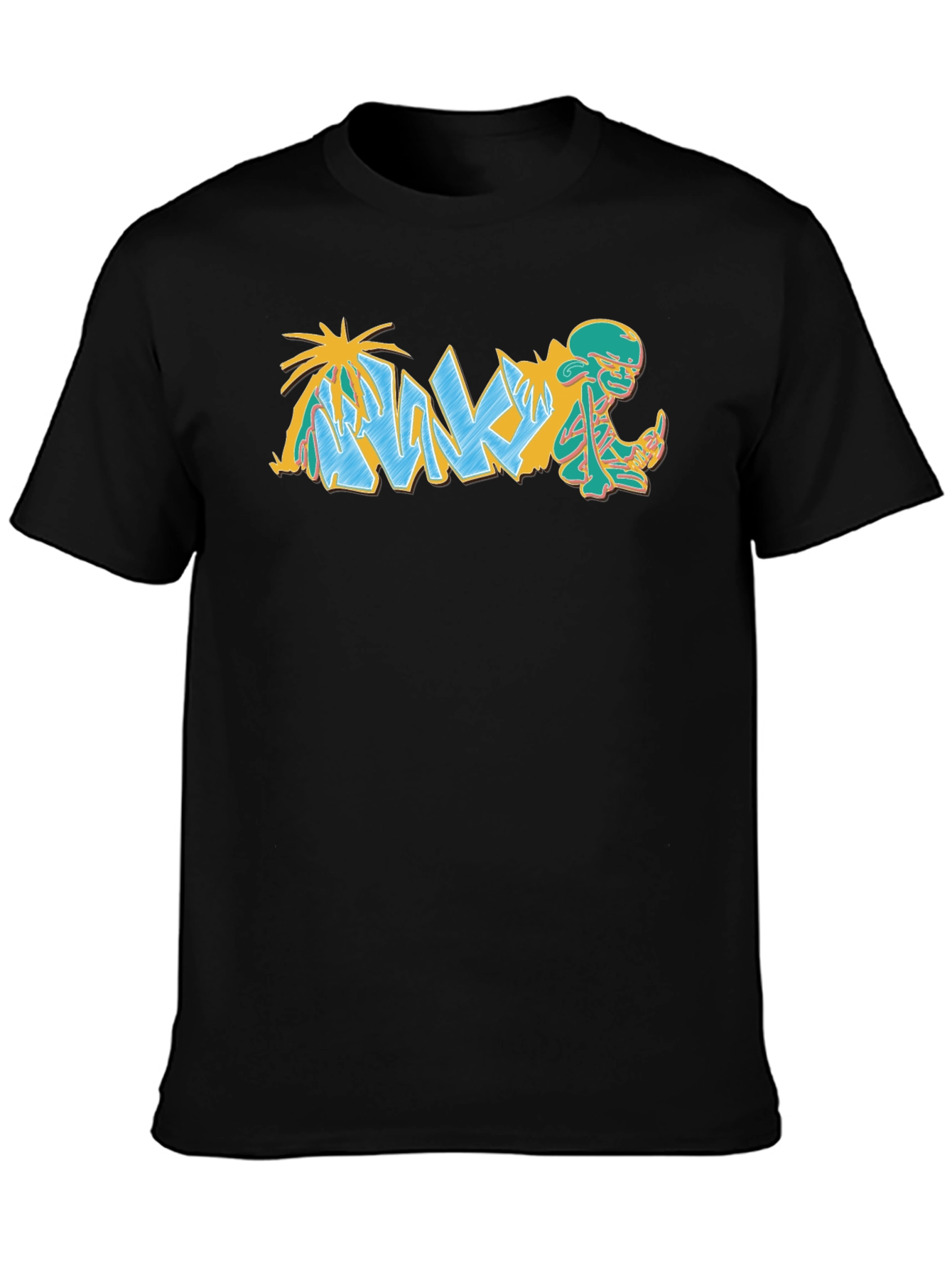 Unique Graphic Print Mens Black T-Shirt