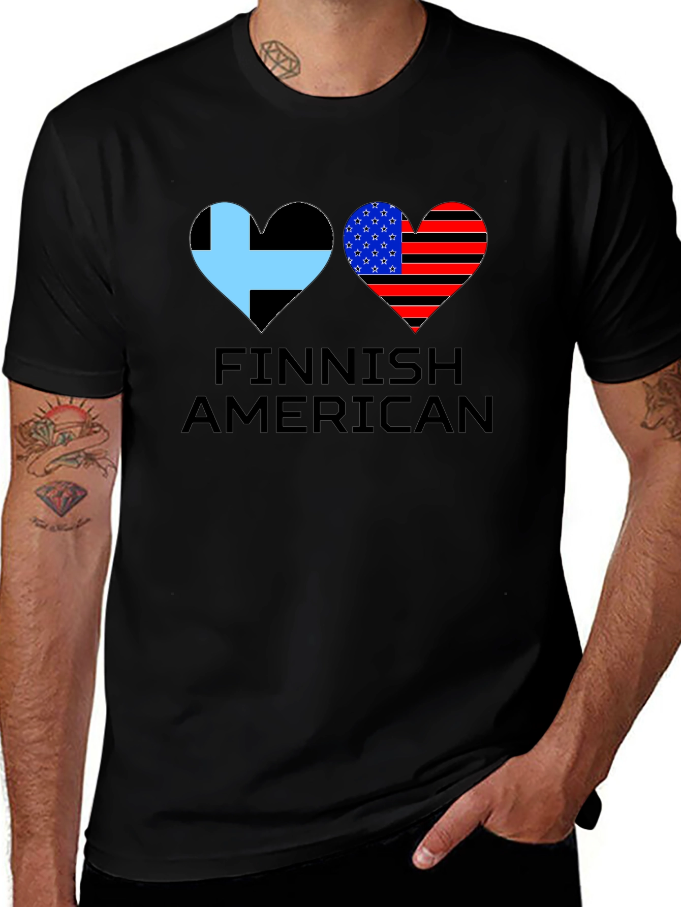 Finnish American Flag Heart T-Shirt