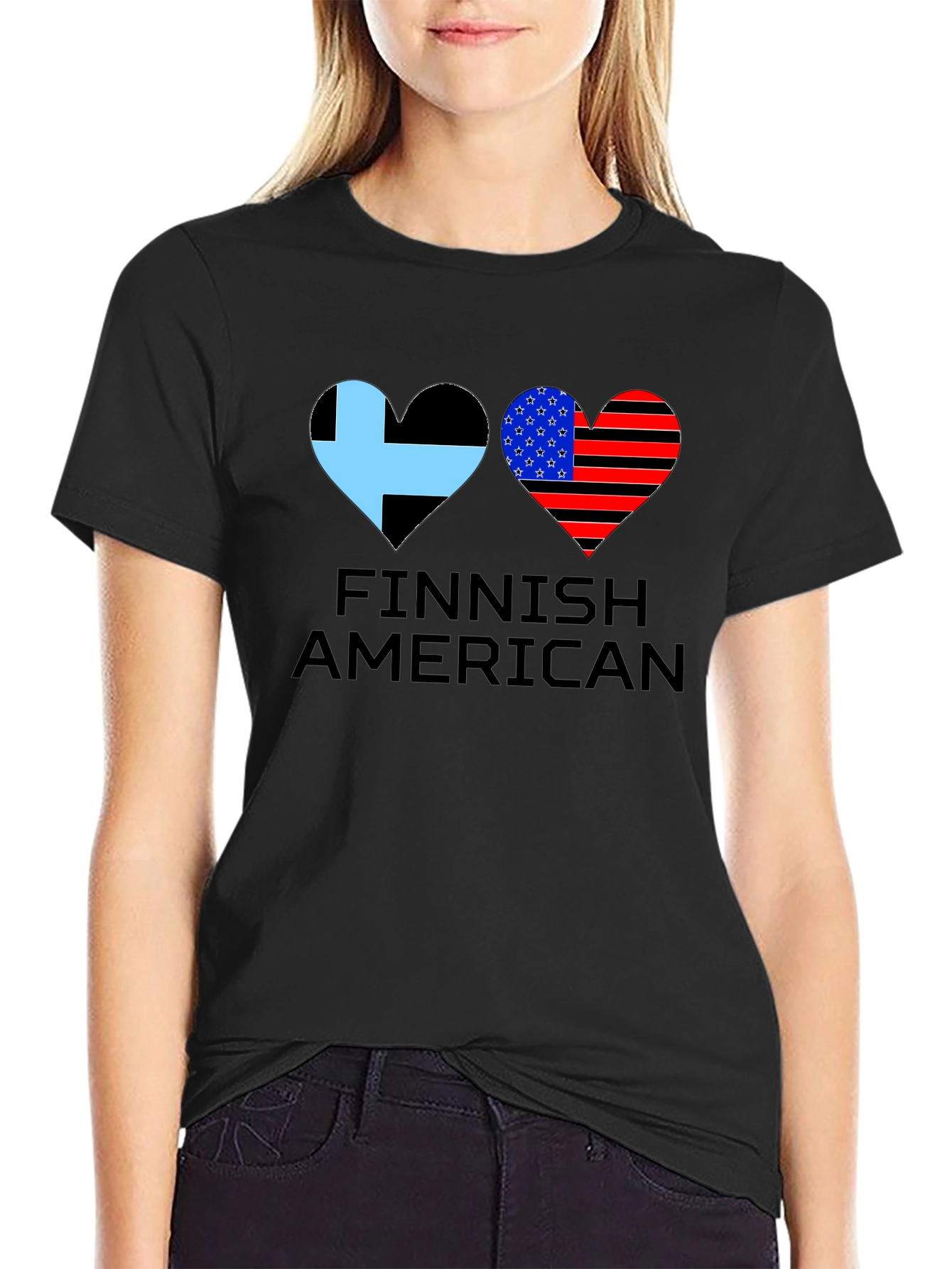 Finnish American Flag Heart T-Shirt