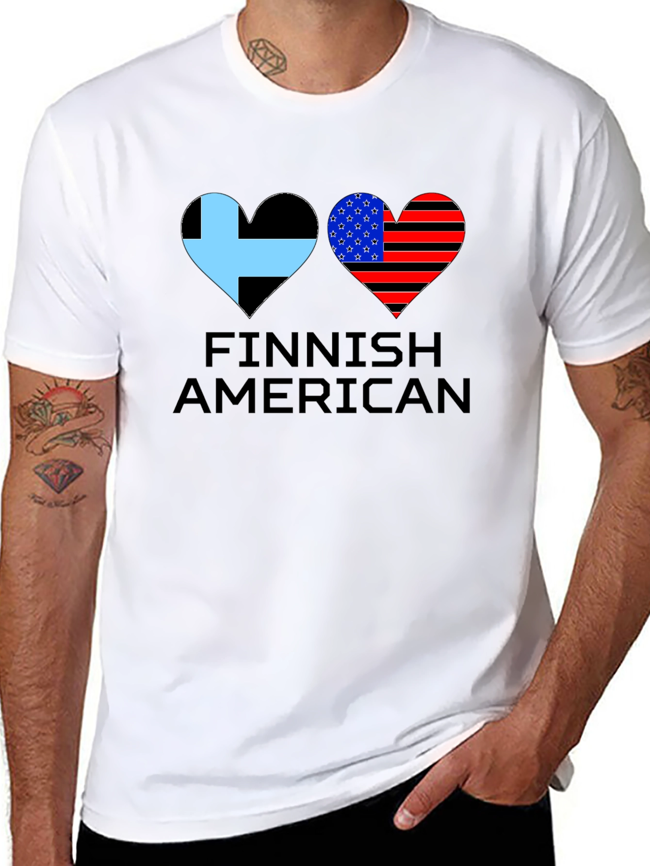 Finnish American Flag Heart T-Shirt