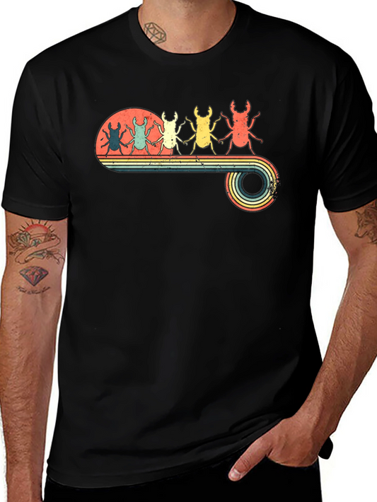 Retro Stag Beetle Graphic T-Shirt