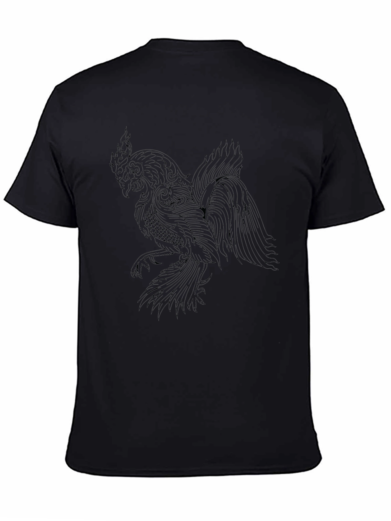 Graphic Bird Print Black T-Shirt
