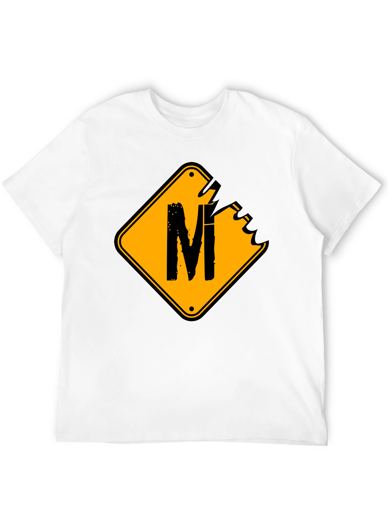 Mens Black T-Shirt with Road Sign M