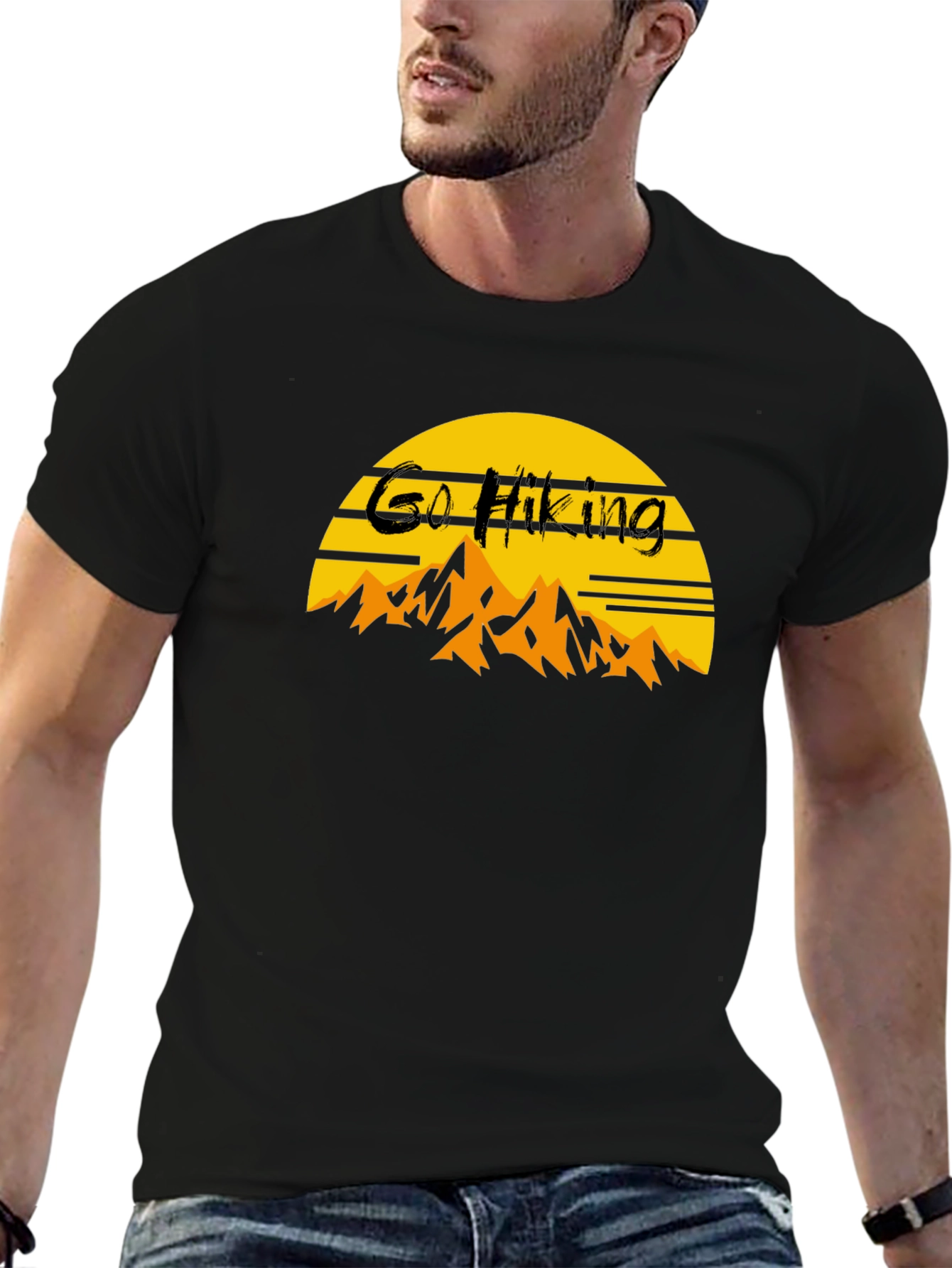 Go Hiking Black T-Shirt - Nature Adventure Tee